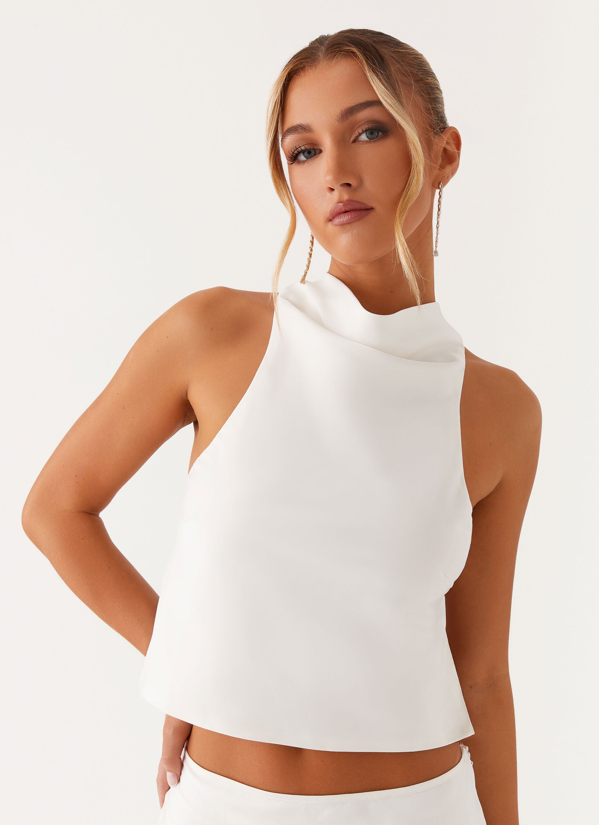Brookie Satin Top for Women - Elegant White Blouse for Casual & Party Wear | Perfect for Date Night, Office & Special Occasions