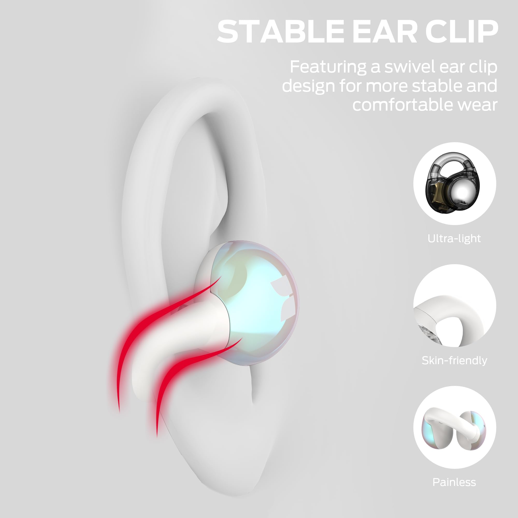 Monster Open Ear AC600 Bluetooth 5.4 Wireless Earbuds - HiFi Stereo Sound, ENC Clear Call, 21H Playtime, Touch Control, IPX6 Waterproof - Clip-On Headphones for Running, Cycling, Gym & Outdoor Activities