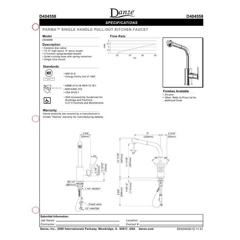 Danze Parma Stainless Steel Single Handle 1-Hole Pull-Out Sprayer Kitchen Faucet - Modern Touchless Design for Easy Cooking & Dishwashing