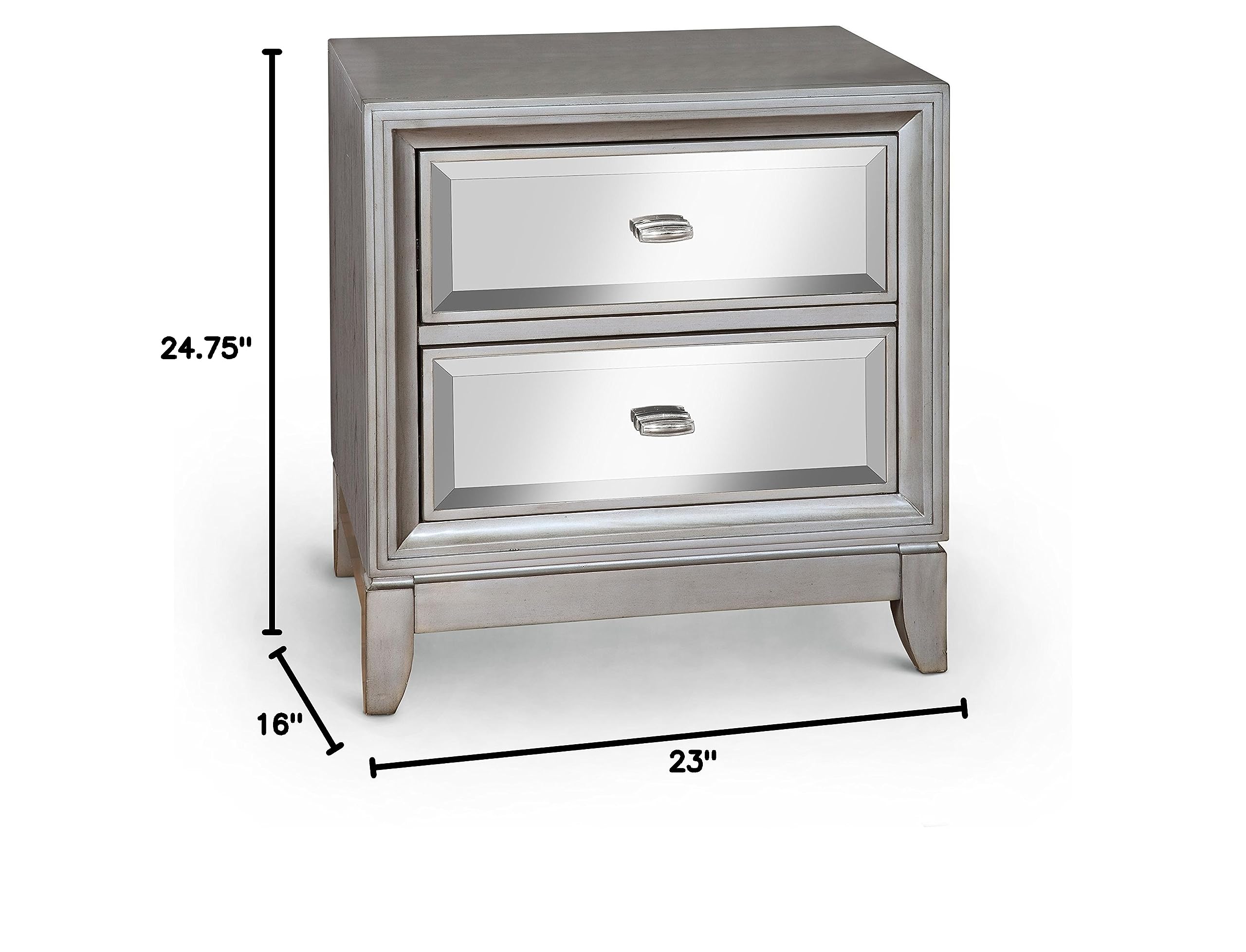 Furniture of America Sterling Contemporary Nightstand in Silver - Modern Bedside Table for Bedroom Decor & Storage