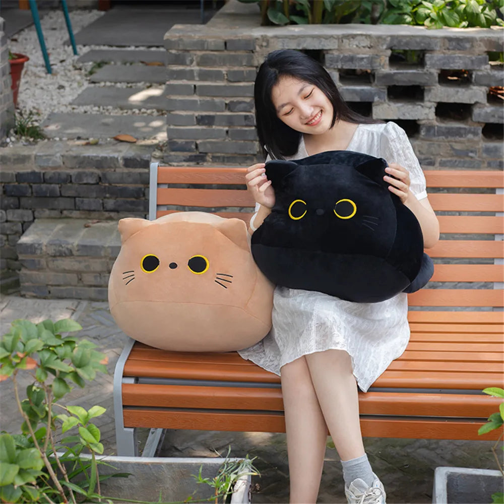Soft Black Cat Plush Toy - Cute Kitten Pillow, Stuffed Animal Plushie for Girls & Kids | Perfect for Cuddling, Bedroom Decor, and Gift Giving