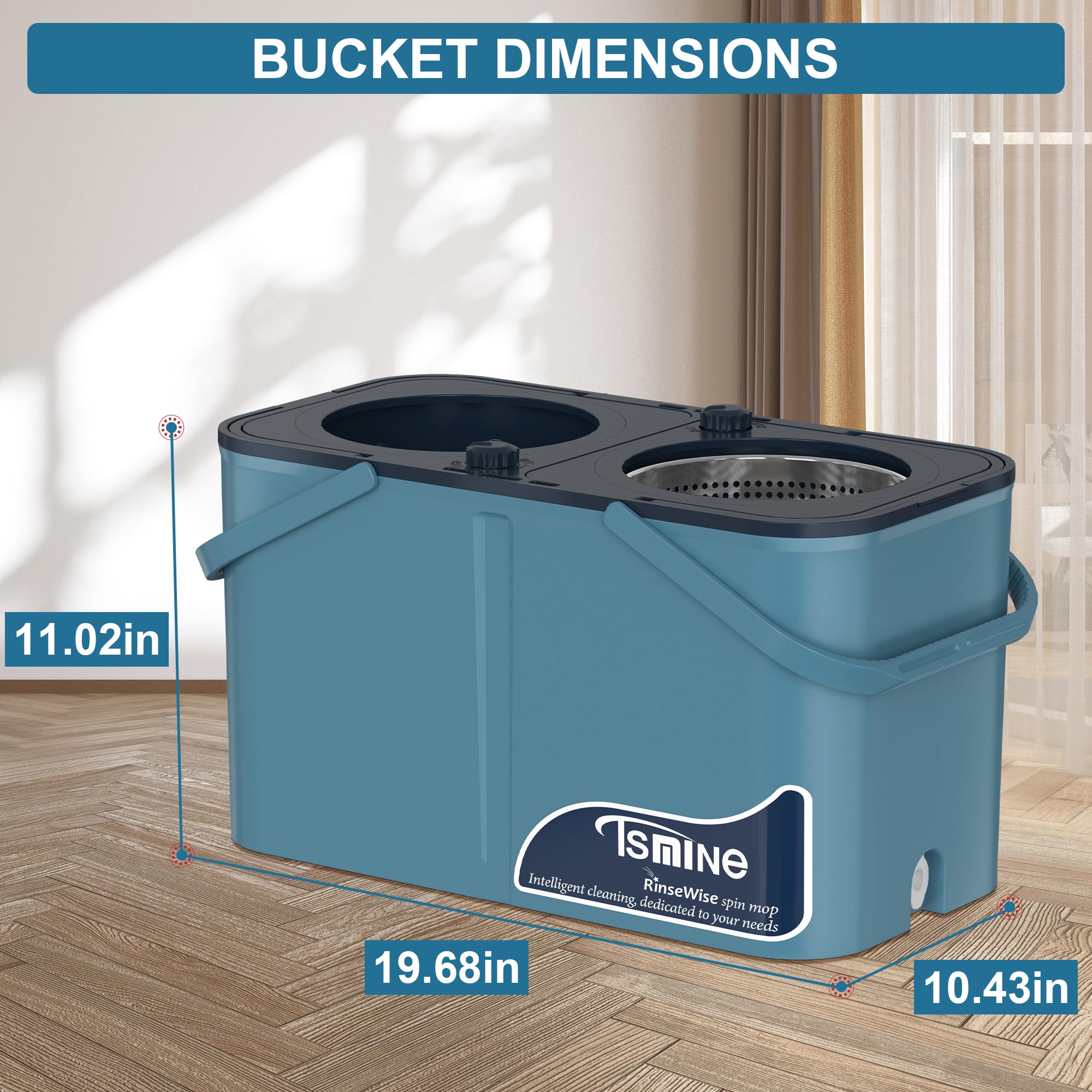 **Spin Mop and Bucket Set with Wringer – 4-Chamber Design Separates Dirty & Clean Water – Includes 6 Replacement Mop Heads & 4X Wheels – Best Household Cleaning Tools for Floors, Tile, Hardwood & Kitchen**    *(Perfect for Deep Cleaning, Spills, Pet Hair & Everyday Home Maintenance)*