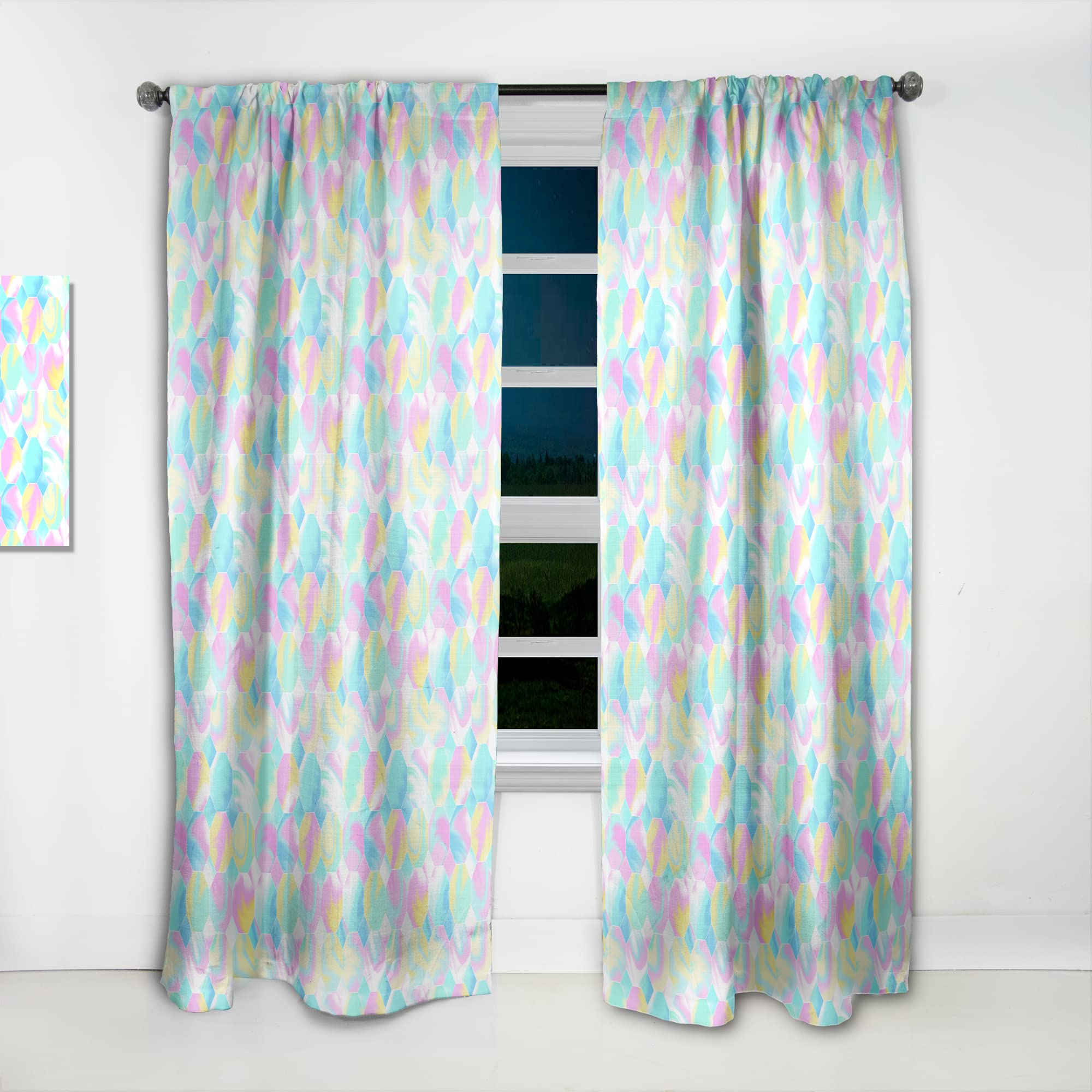 Holographic Pattern Thermal Insulated Curtains for Bedroom & Living Room - Single Panel 52x108 - Elegant Window Drapes for Home Decor & Light Control