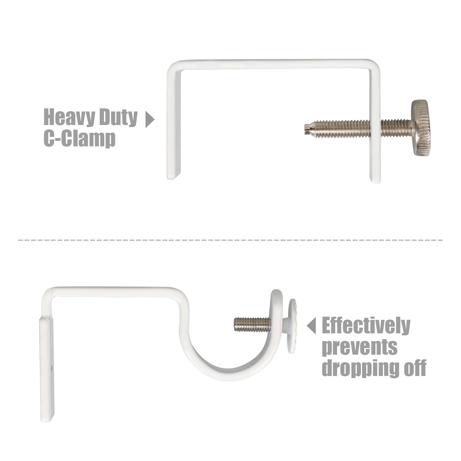 No Drill Outside Mount Vertical Blinds Curtain Rod Brackets - White 2 Pack, Over The Rail Track Drapery Holders, Tool-Free Installation (Patent Pending) - Perfect for Windows, Sliding Doors & Room Dividers