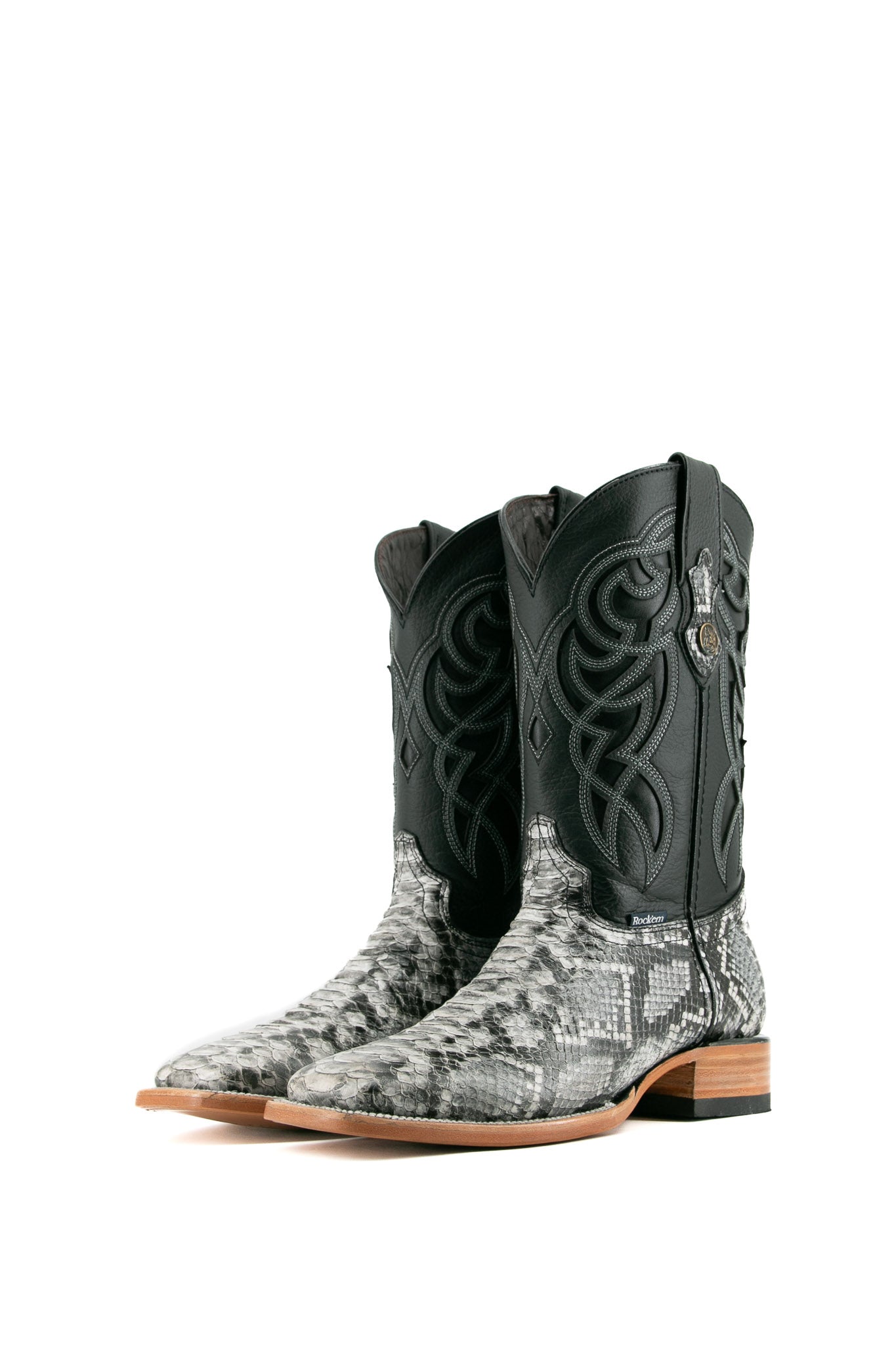 Premium Python Square Toe Cowboy Boots for Men - Western Style Leather Boots with Exotic Snake Skin - Perfect for Rodeo, Country Music Festivals & Western Fashion