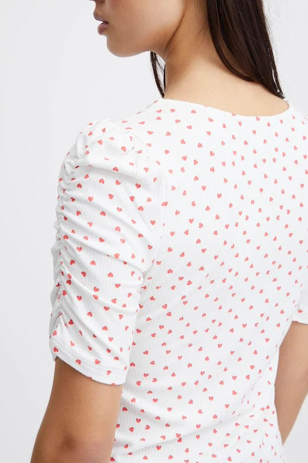Debby T-Shirt - Cloud Dancer & Heart Print Women's Casual Tee | Perfect for Everyday Wear, Date Nights & Music Festivals