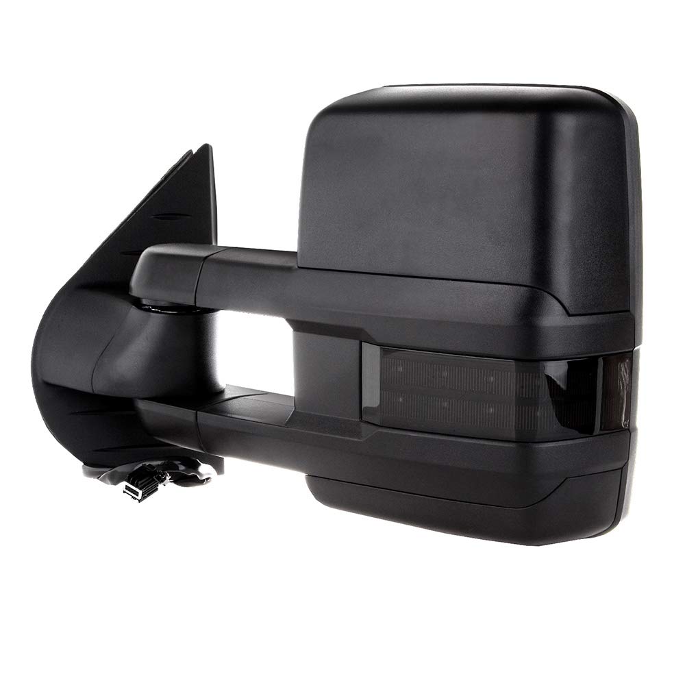 OCPTY Power-Adjusted Heated Towing Mirrors with Turn Signal - Black Housing (Left & Right) - Compatible with 2007-2013 Chevy Avalanche 1500, Suburban 1500/2500, Tahoe & GMC Yukon - Perfect for Towing, Camping & Off-Road Adventures