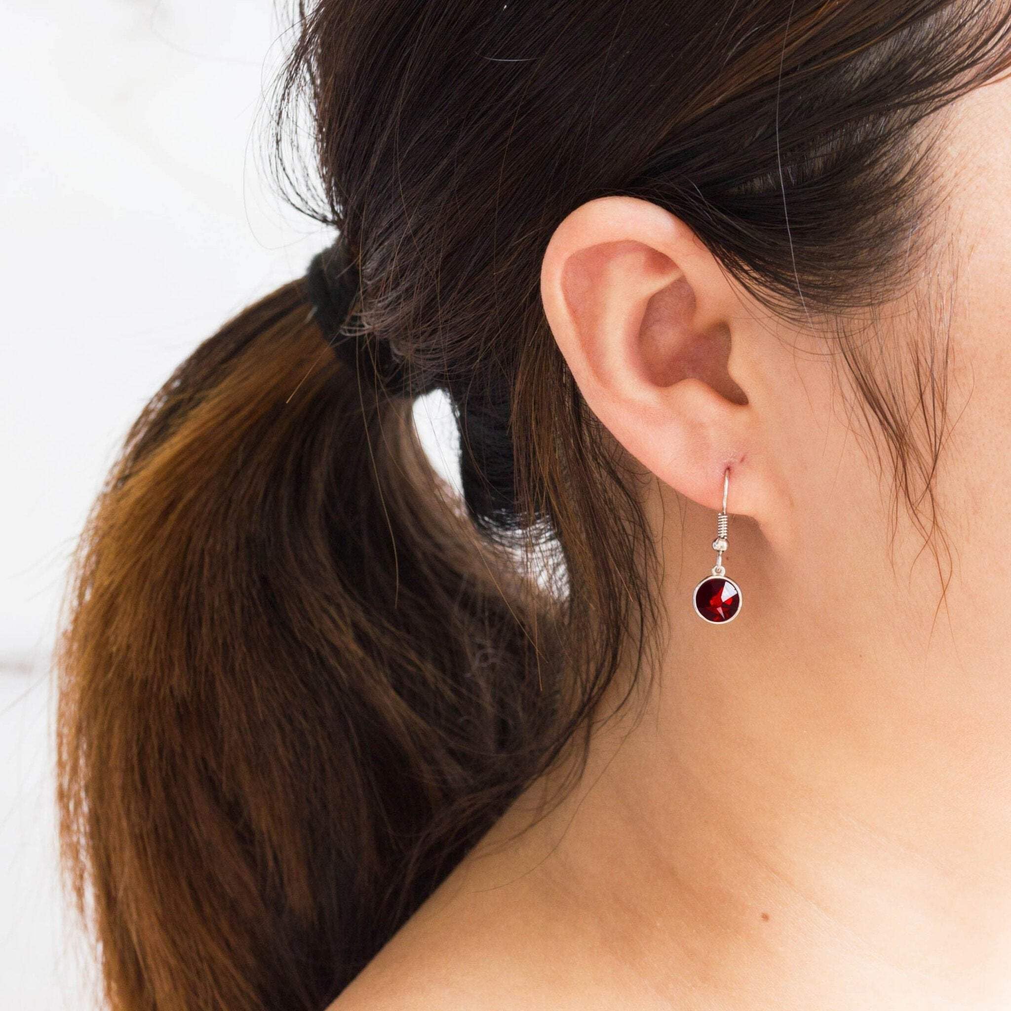 Garnet Zirconia Drop Earrings - January Birthstone Jewelry for Women