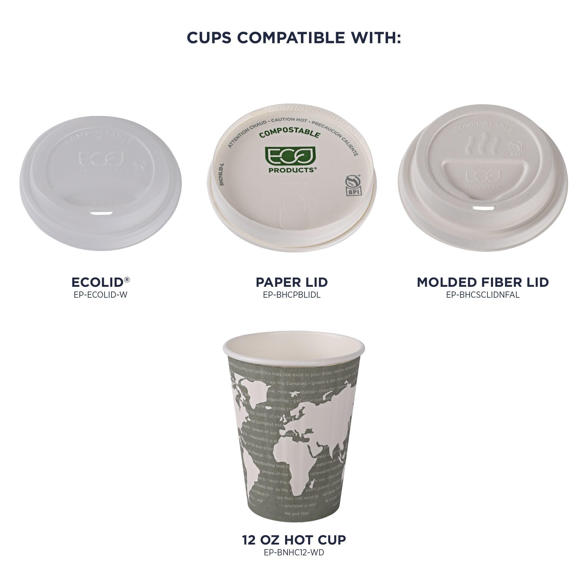 ECO PRODUCTS Compostable Disposable 12oz Coffee Cups - 600 Count Case, Double-Wall Insulated Hot Paper Cups with Plant-Based PLA Lining (No Sleeves Needed) | Biodegradable, Sustainable Coffee Cups for Offices, Cafés & Eco-Friendly Events