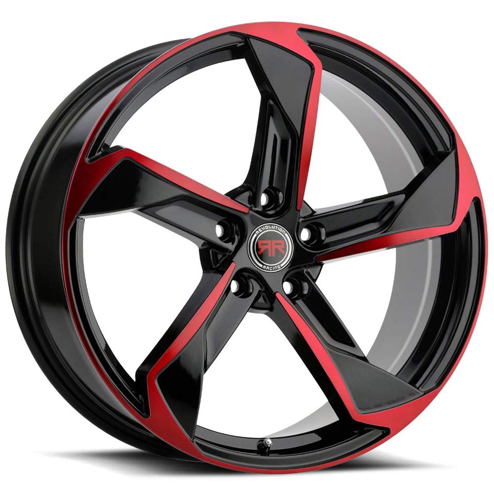 RR20 Custom Alloy Wheels 18x8 5x114.3 Bolt Pattern 40mm Offset 73.1mm Hub - Gloss Black with Red Accent for Cars, SUVs & Trucks - Perfect for Street Performance & Custom Builds