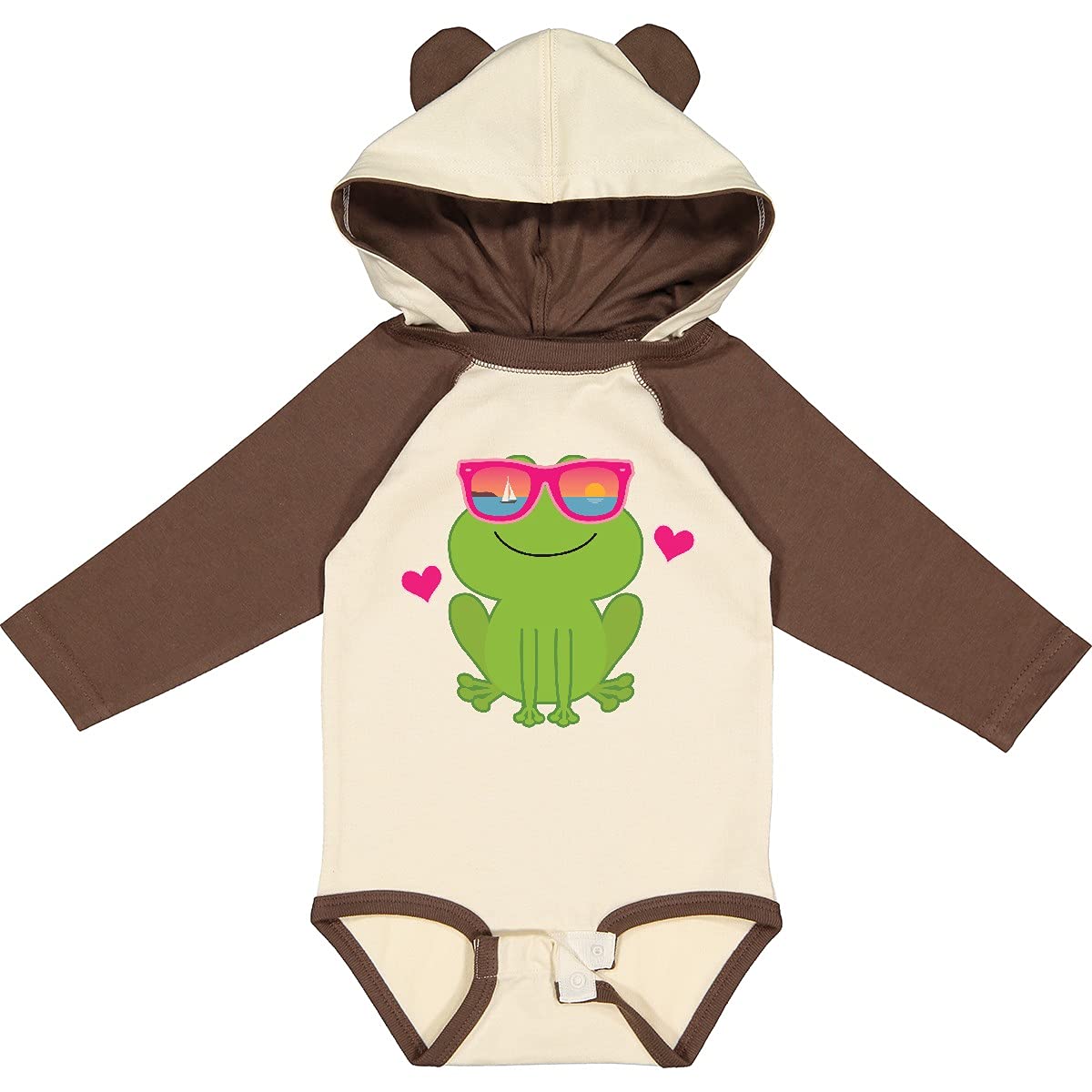 Inktastic Summer Frog Beach Vacation Sunglasses Print Long Sleeve Baby Creeper - Perfect for Beach Trips, Pool Parties & Summer Outings