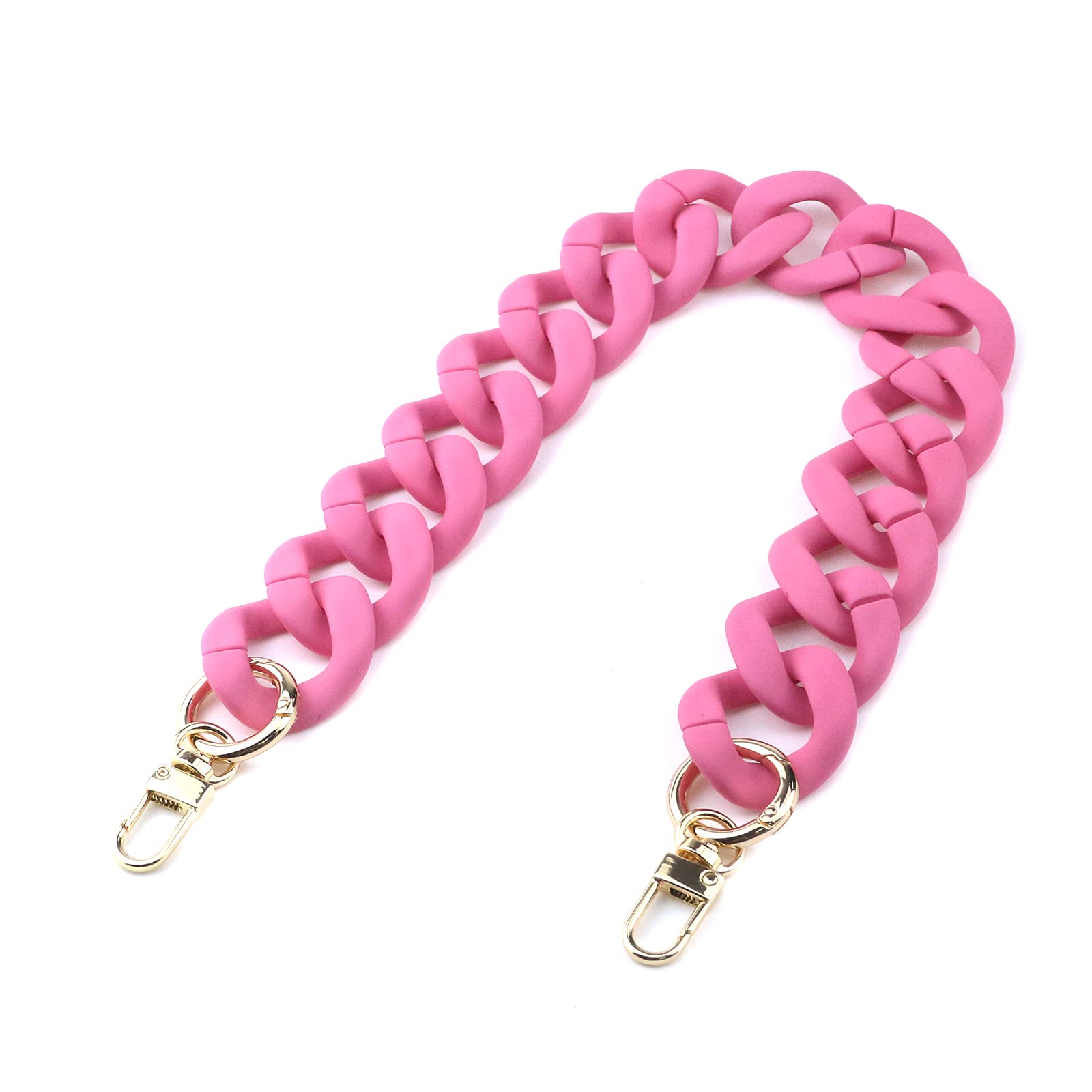 Acrylic Fishbone Handbag Chain Straps - Removable Purse Handle Replacement with Double Buckles for Shoulder & Crossbody Bags (Dark Pink, 45cm/17.72