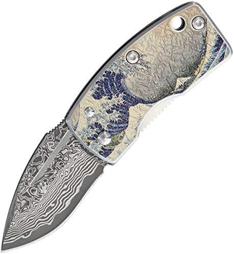 Premium GS11606-BRK Framelock Money Clip with Blue Wave Design - Slim RFID-Blocking Wallet for Men - Perfect for Cash, Cards & Everyday Carry (EDC)