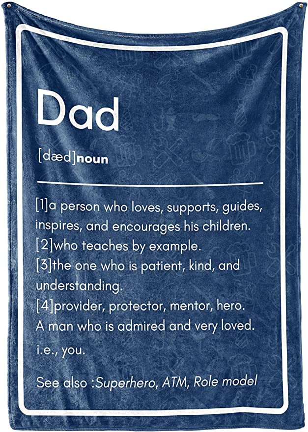 Super Soft Fleece Sherpa Throw Blanket for Dad - Best Father's Day Gift from Daughter or Son, Birthday Present for Him, Dad Noun Superhero Blanket - Perfect for Cozy Nights, Movie Time & Relaxation