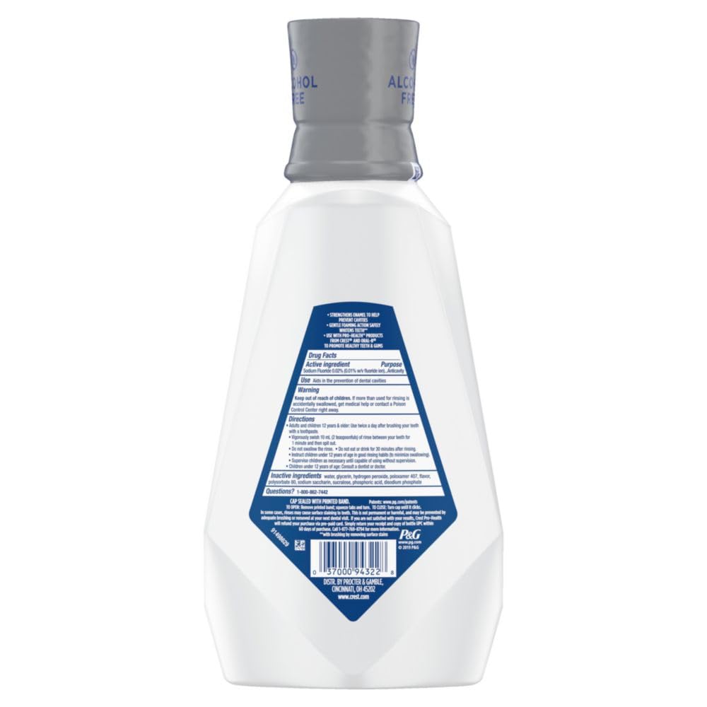 Crest Pro-Health Advanced Alcohol Free Mouthwash for Teeth Whitening - Energizing Mint Flavor, 946 mL (32 fl oz) - Freshens Breath & Fights Cavities for Daily Oral Care at Home or Travel