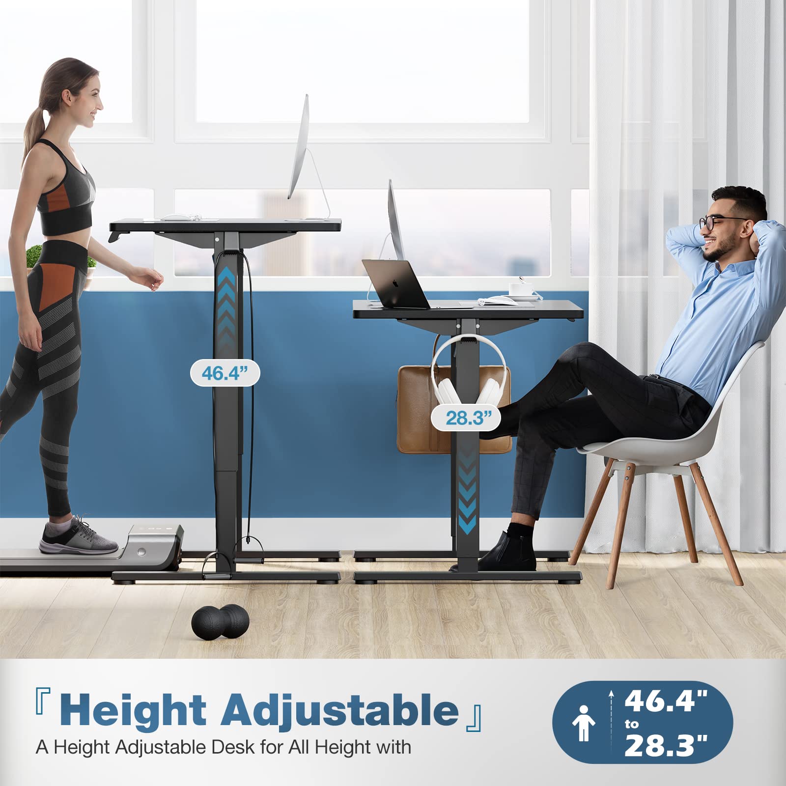 NEWBULIG Adjustable Height Standing Desk - Ergonomic Computer Workstation for Office, Gaming, Study & Meetings | Perfect for Home Office, Classroom & Conference Room