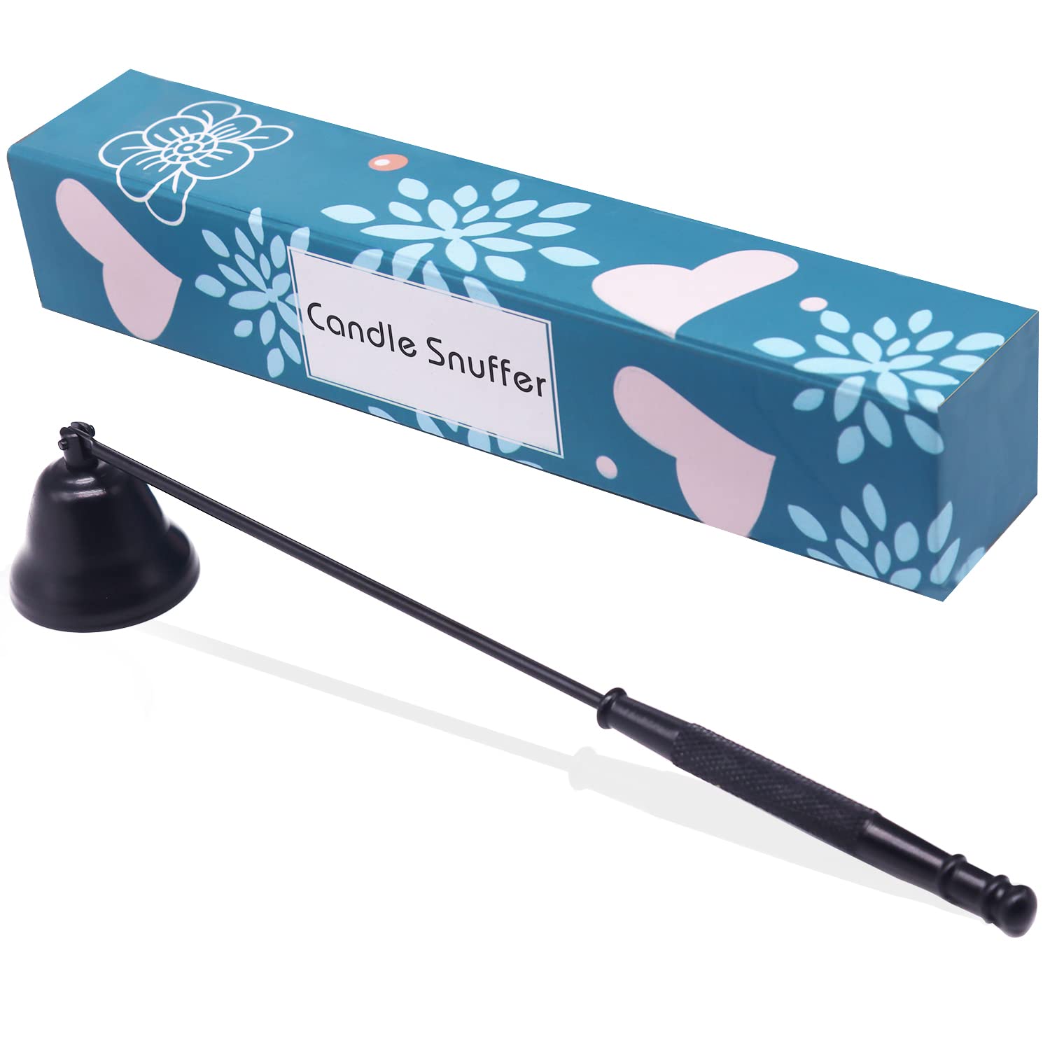 Premium Metal Candle Snuffer with Long Handle - Safe & Elegant Candle Extinguisher for Scented, Aromatherapy, Jar & Nest Flame Candles - Perfect for Home Decor, Spa Relaxation & Romantic Dinners (Black)