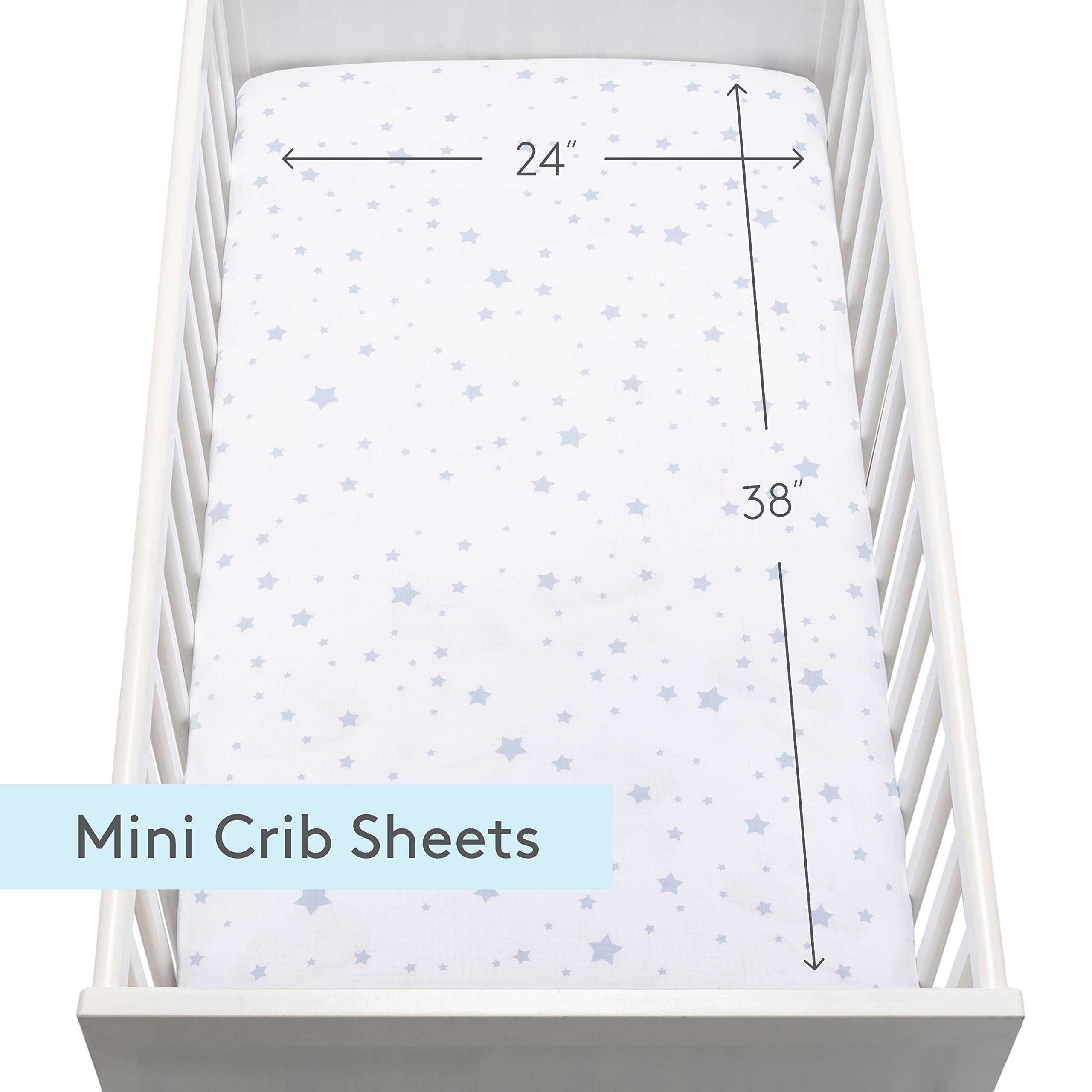 Organic Muslin Cotton Mini Crib Sheets (2-Pack) - Breathable & Soft Baby Bedding for 24