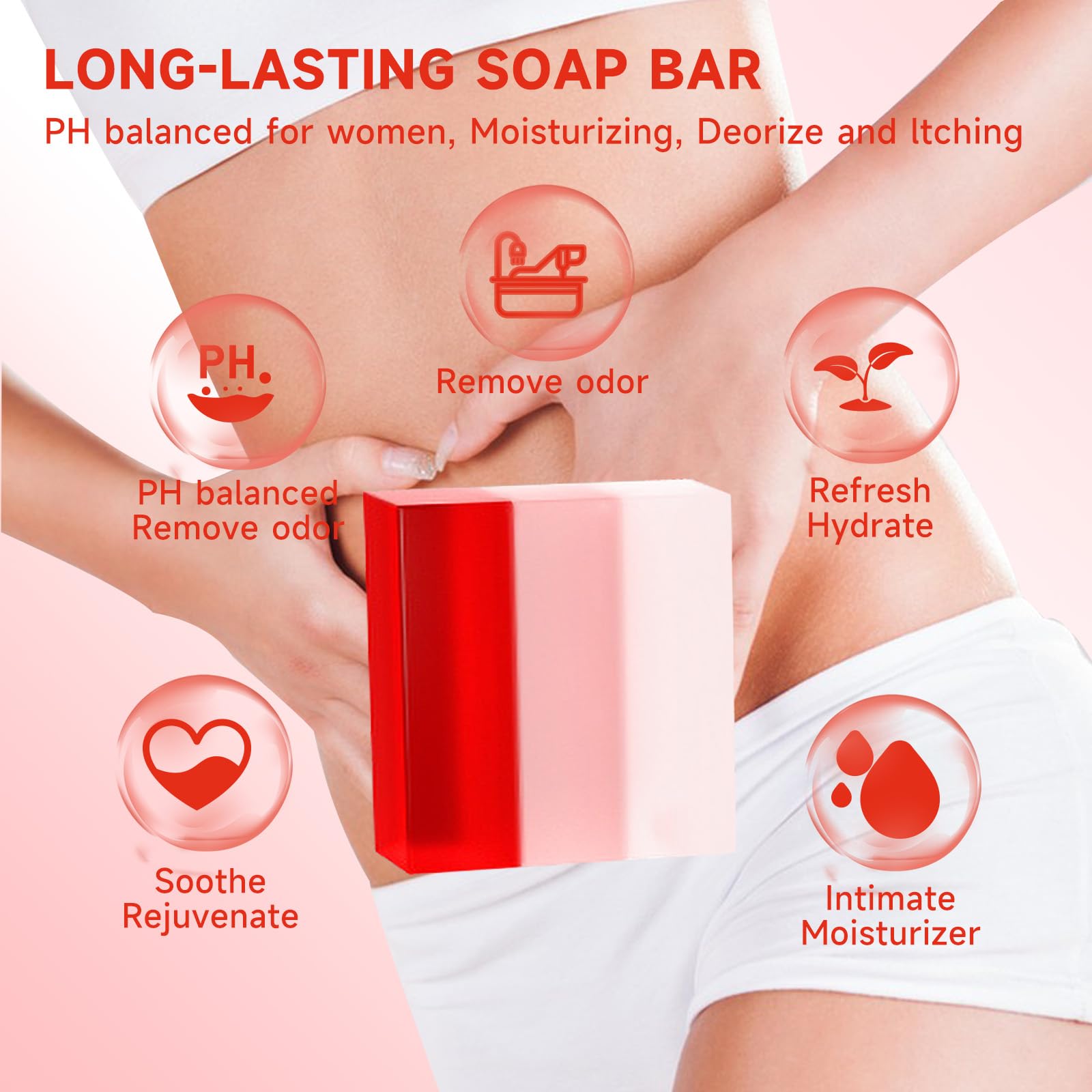 Organic Yoni Soap Bar 3-Pack - pH Balanced Feminine Wash for Women, Natural Vaginal Deodorant & Body Wash with Strawberry Scent | Handmade Intimate Soap for Gentle Cleansing & Odor Control | Perfect for Daily Hygiene, Post-Workout Refresh & Sensitive Skin Care