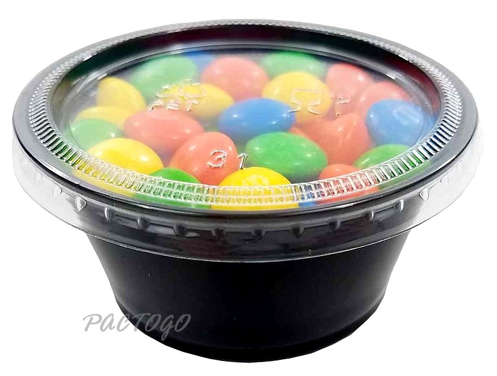1250-Pack Empress 3.25 oz Black Disposable Plastic Souffle Cups with Lids - Perfect for Catering, Restaurants, and Food Storage