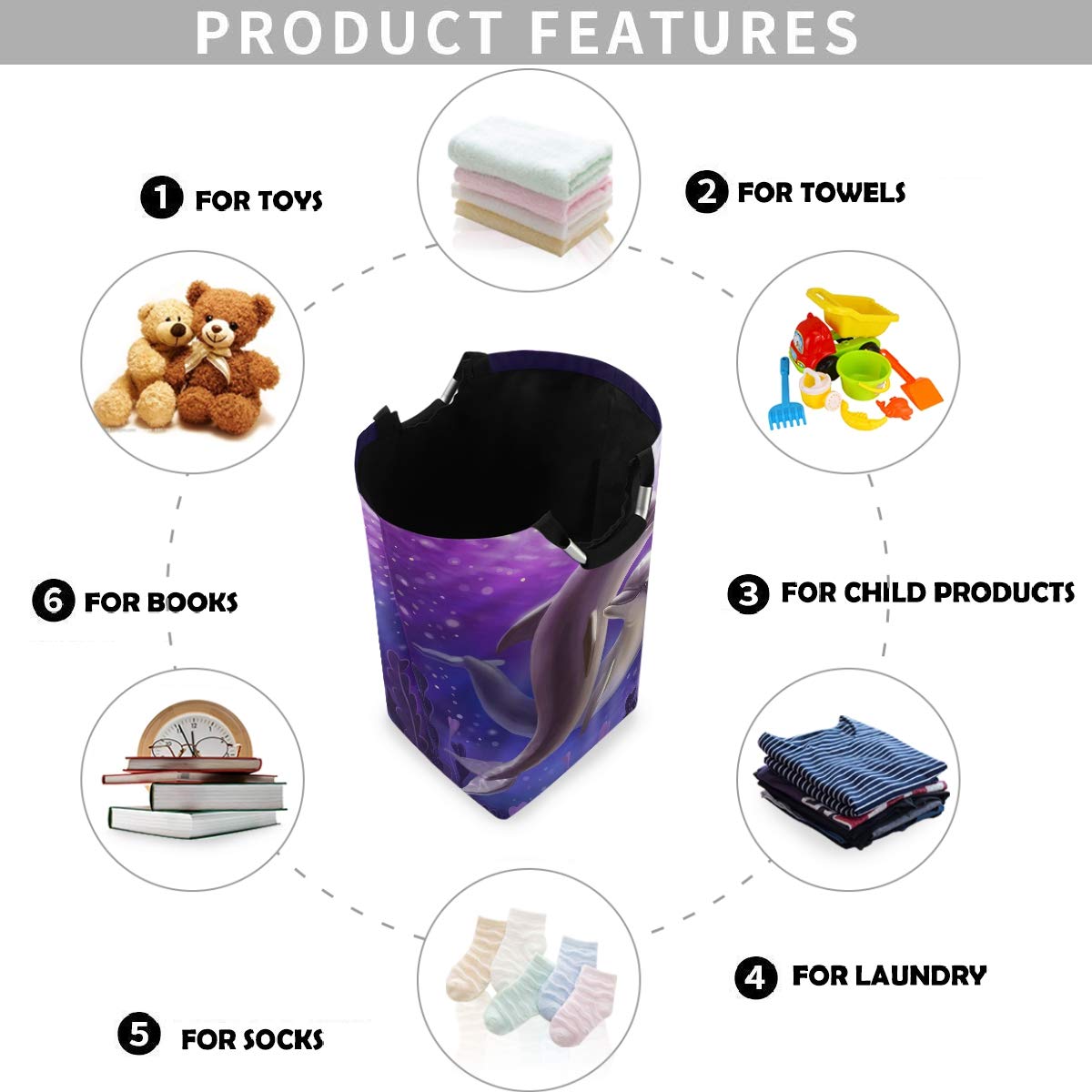 Visesunny Large Collapsible Laundry Hamper - Foldable Portable Laundry Basket with Handles, Waterproof Oxford Fabric for Dirty Clothes Storage | Perfect for Dorm, Travel & Home Organization