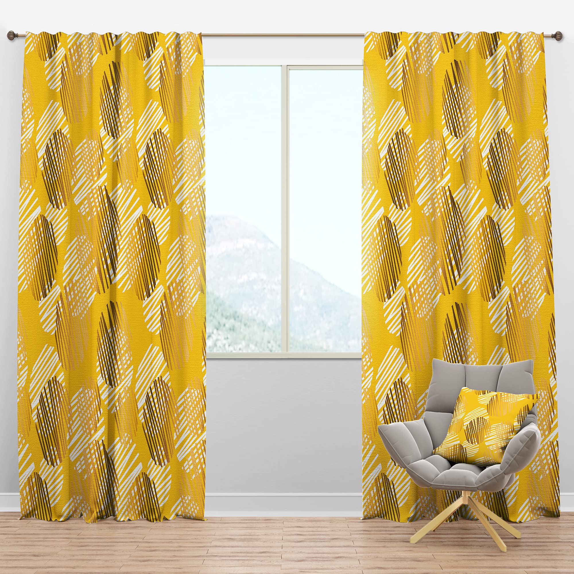 DesignQ Blackout Curtains 'Abstract Retro Geometric III' - Thermal Insulated Single Panel (52x120 inches) for Bedroom & Living Room - Noise Reducing & Energy Saving Window Drapes for Better Sleep & Home Decor