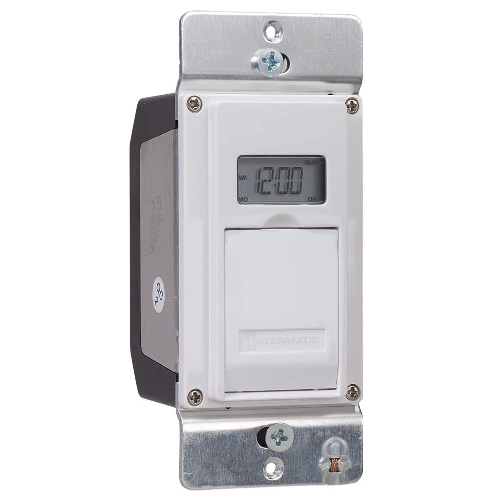 Intermatic EJ600 120 Volt Indoor Digital Astro In-Wall Timer - White, Medium Size | Programmable Light Switch for Home Automation, Energy Savings & Security Lighting Control