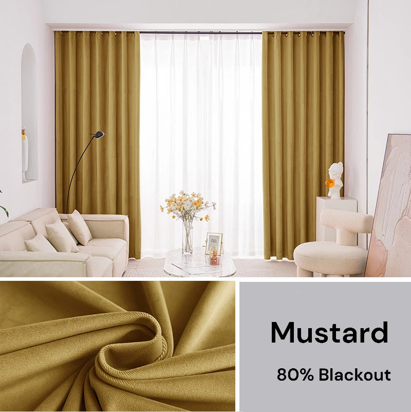 Wynter Velvet Minimalist Blackout Custom Curtains for Bedroom & Living Room - Thermal Insulated Noise Reducing Window Drapes for Home Decor