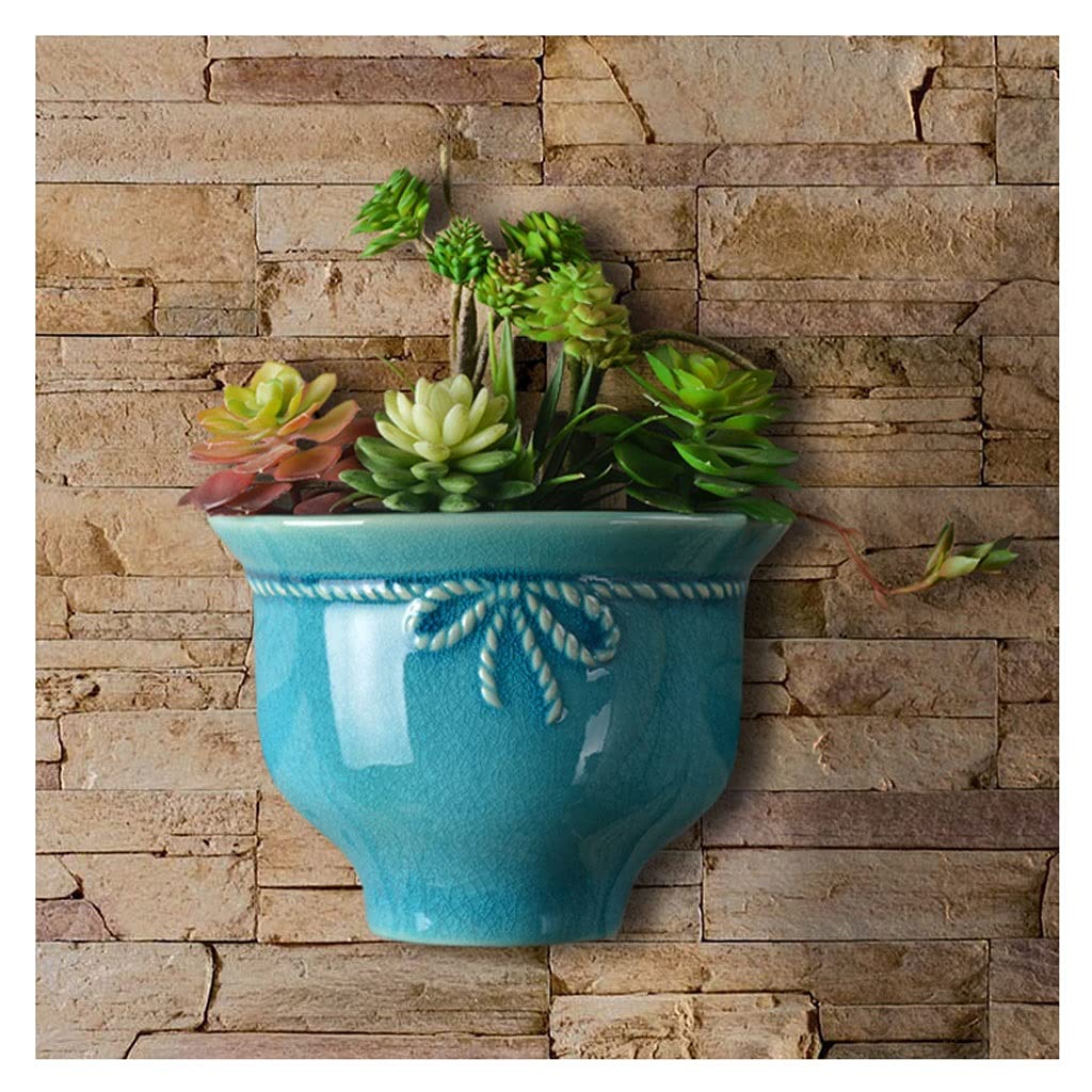 Vintage Ceramic Hanging Planters - Wall Mounted Succulent & Flower Pots for Indoor Plants (Plants Not Included) - Perfect for Home Decor, Living Room, Kitchen, and Office Spaces (Color: B)