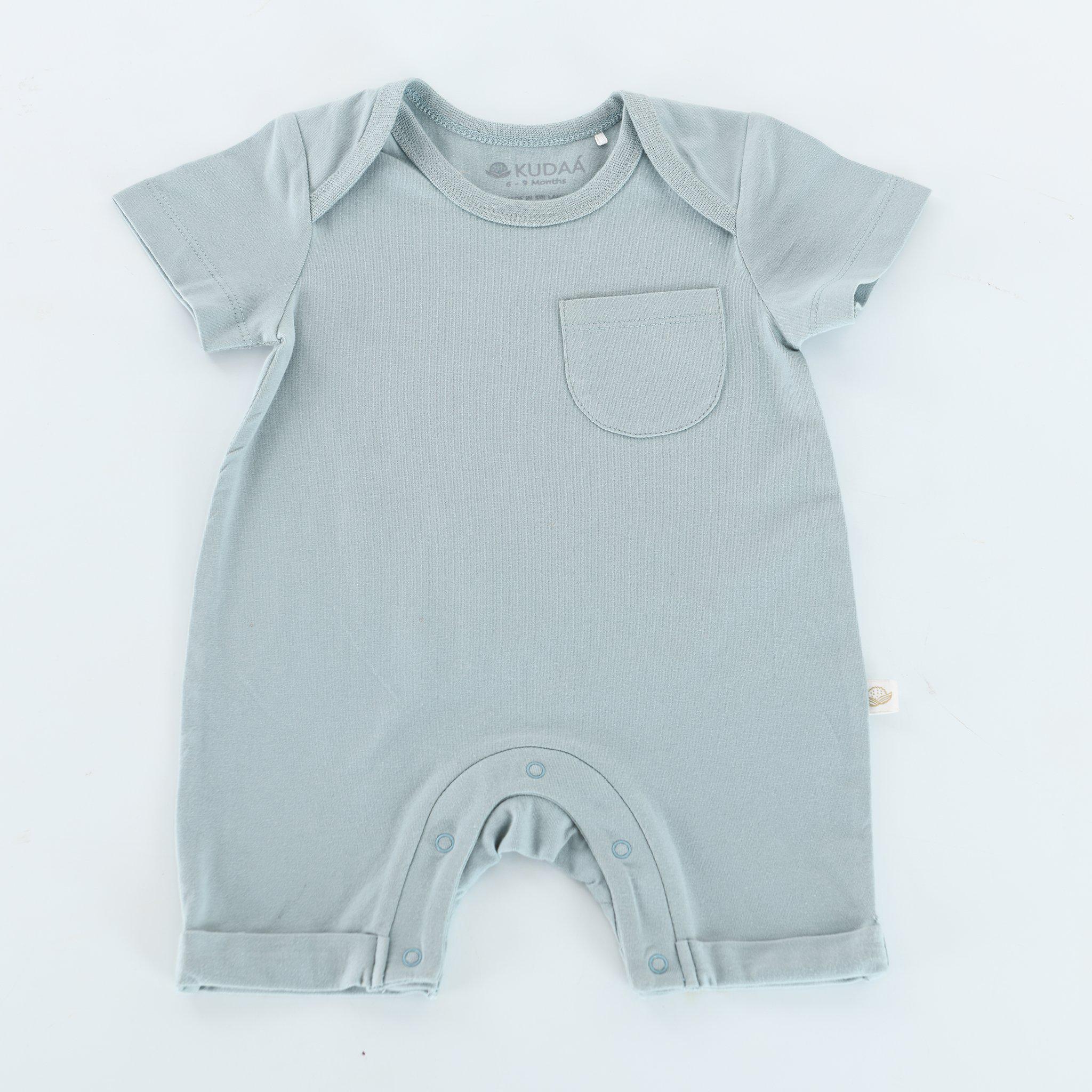 Organic Pick a Pocket Romper - Soft Baby Clothes in Bay Blue | Comfortable & Eco-Friendly Outfit for Newborns, Infants & Toddlers | Perfect for Playtime, Daycare & Family Photos