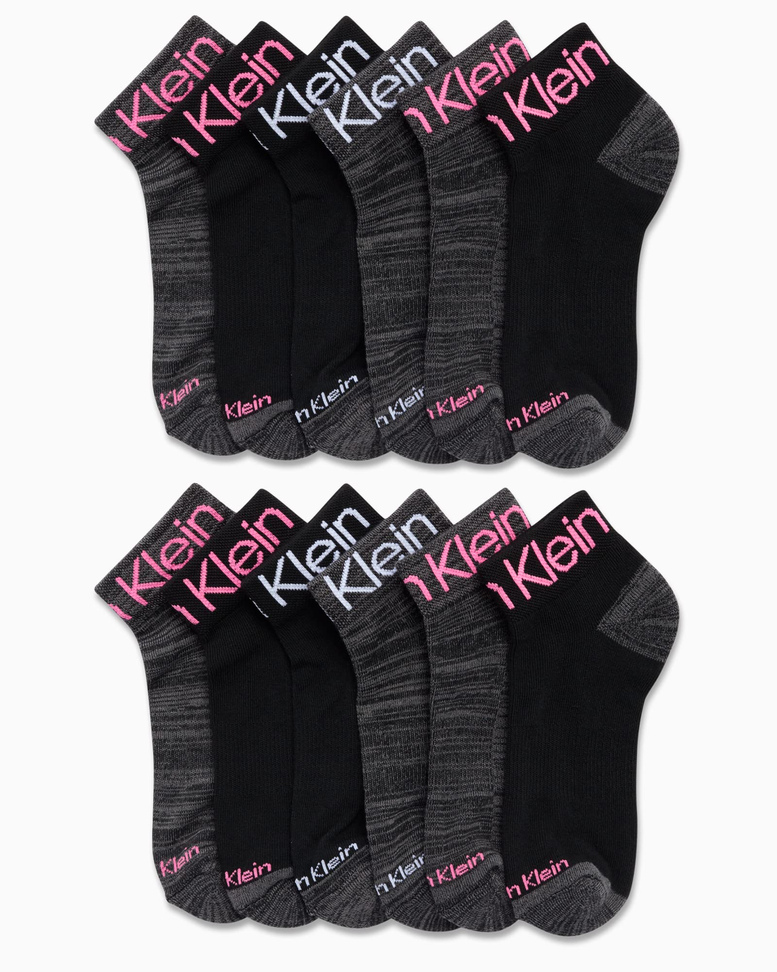 Calvin Klein Women's Quarter Socks - 12 Pack Cushioned Athletic Ankle Socks for Running, Gym & Sports (Size 4-10) - Breathable Comfort Socks for Women's Active Lifestyle