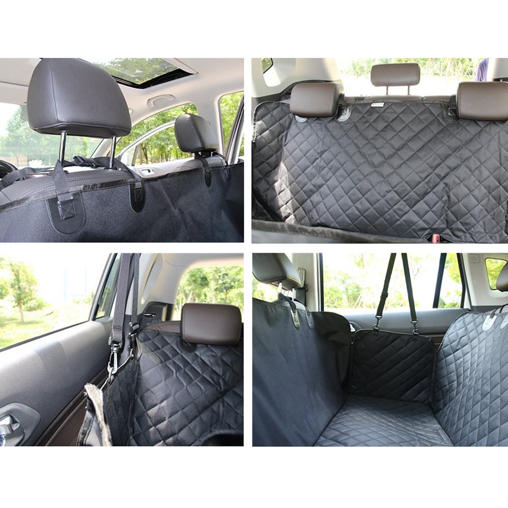 Luxury Dog Car Seat Cover - 600D Heavy Duty Waterproof Pet Hammock for SUV, Truck & Backseat - Side Flaps Protection - Black | Perfect for Travel, Road Trips & Daily Commutes with Pets