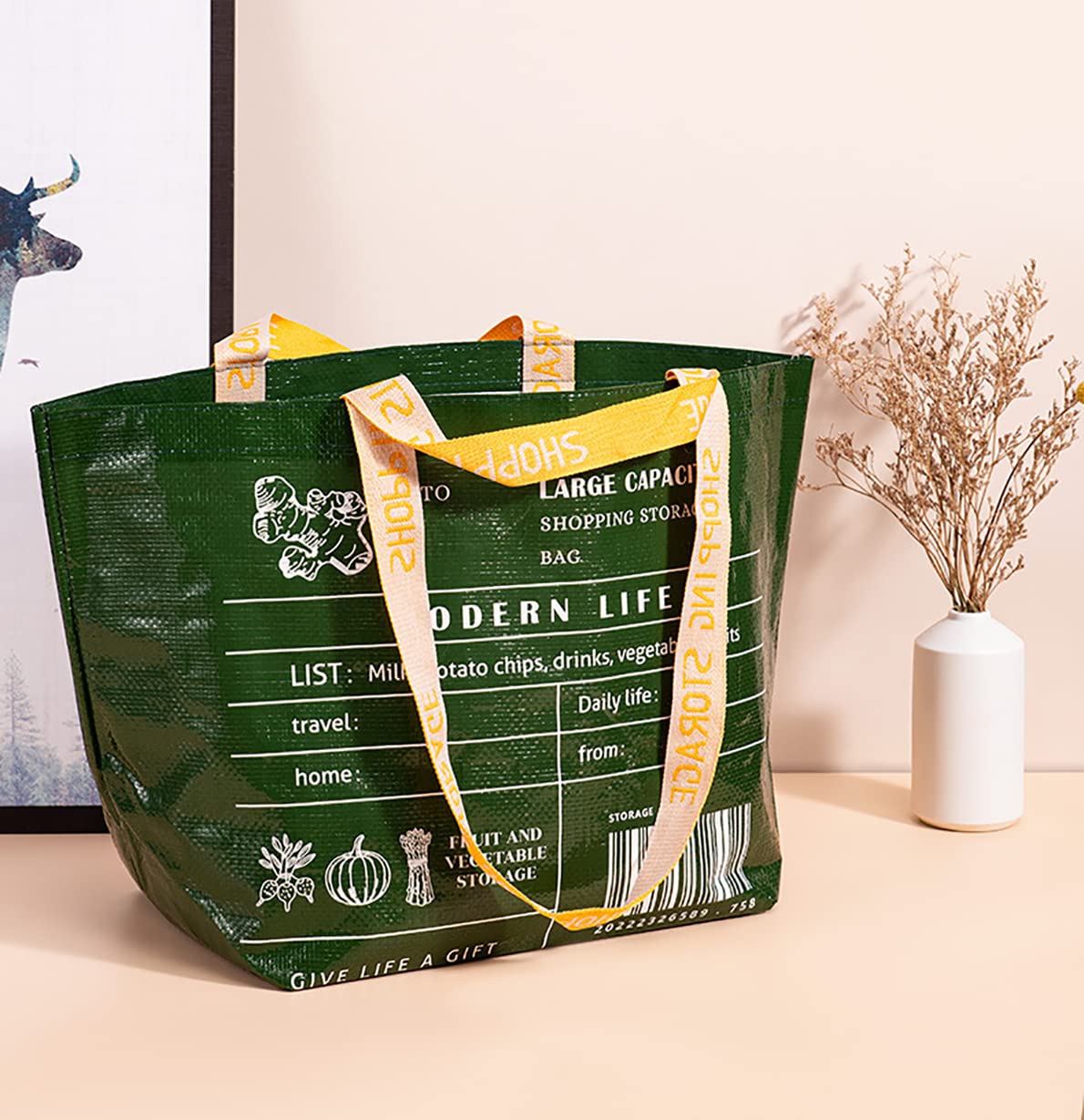 Eco-Friendly Reusable Grocery Bags for Shopping - Foldable & Durable Tote Bags for Groceries, Food, and Market Trips | Perfect for Grocery Hauling, Farmers Markets, and Sustainable Living
