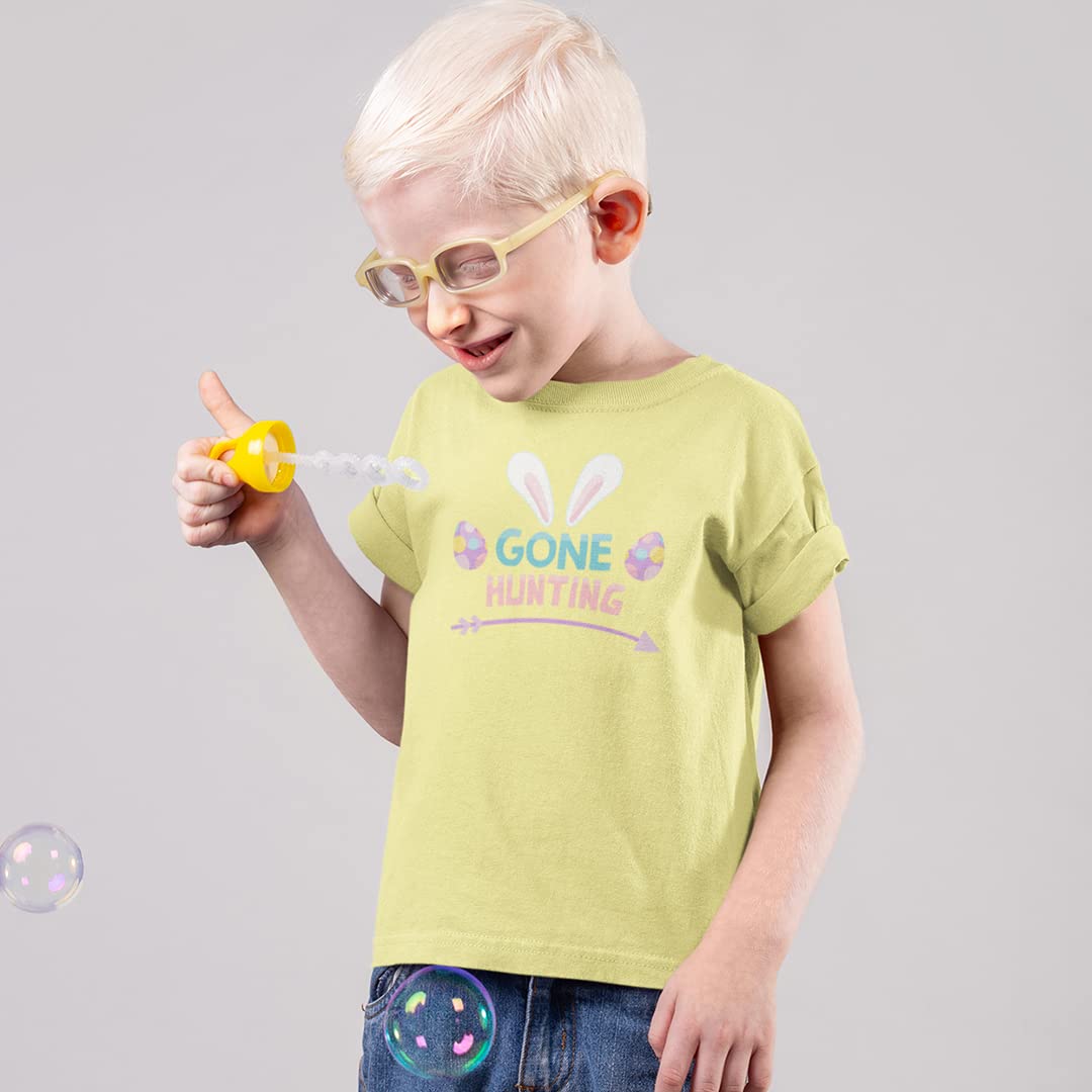 Easter Gone Hunting Toddler T-Shirt - Colorful Egg Print Cotton Tee for Boys & Girls (24 Months, Hot Pink) - Perfect for Easter Egg Hunts & Spring Family Photos