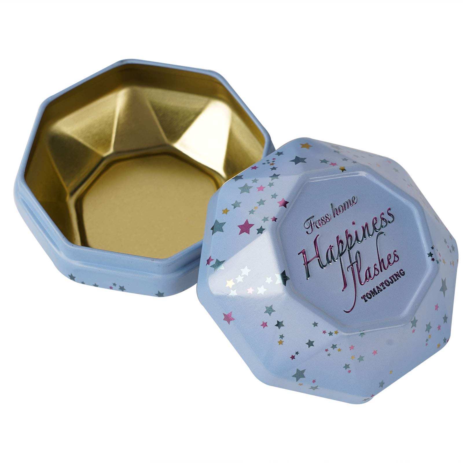 Alvivi Octagonal Food Storage Containers - Airtight Metal Snack Tins with Lids for Biscuits, Cookies, Chocolates | BPA-Free Food Grade Material | Perfect for Kitchen Pantry, Party Favors & Gift Packaging (Blue, One Size)