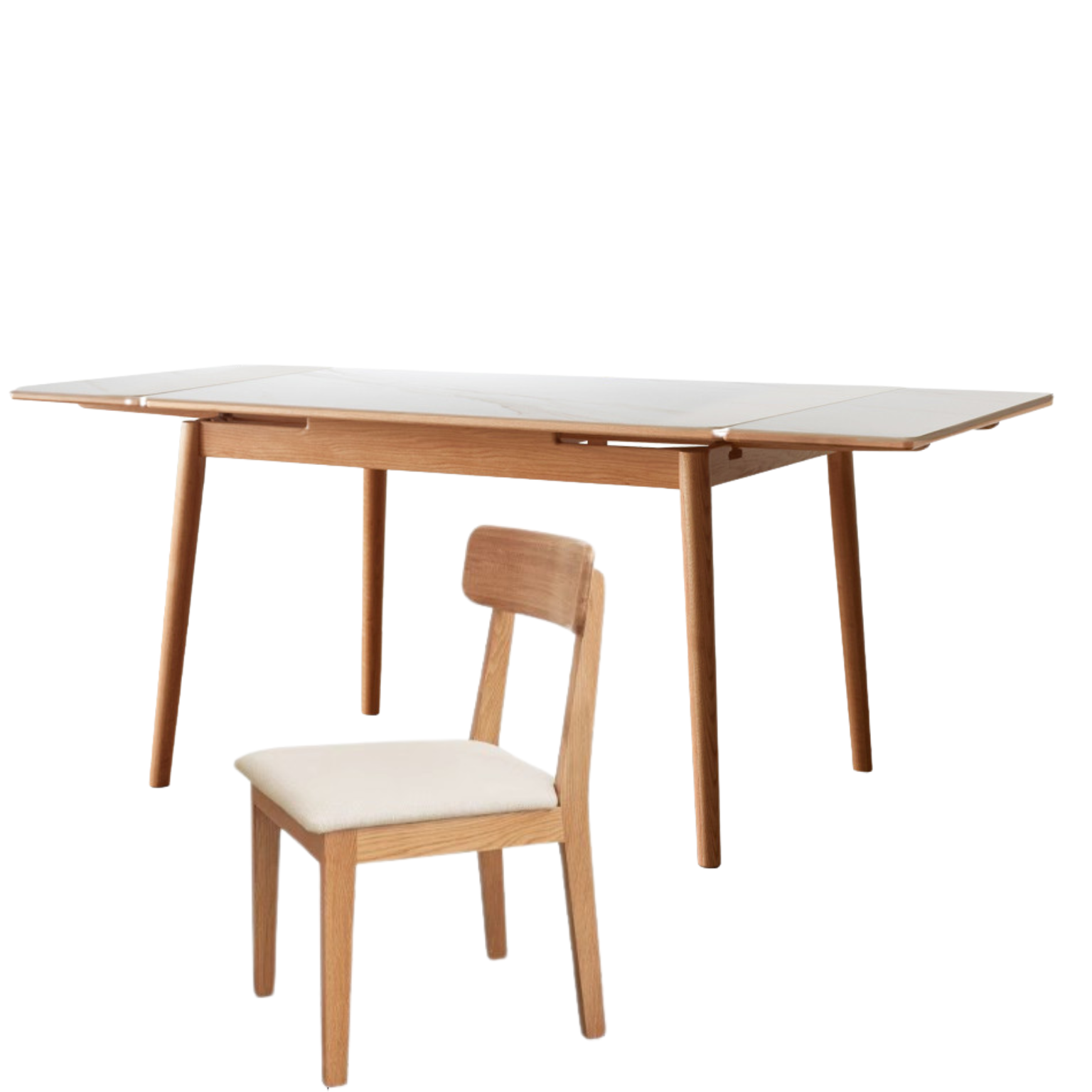 Solid Oak Wood Extendable Dining Table - Expandable Large Tabletop for Family Gatherings & Dinner Parties | Perfect for Small Spaces & Entertaining Guests