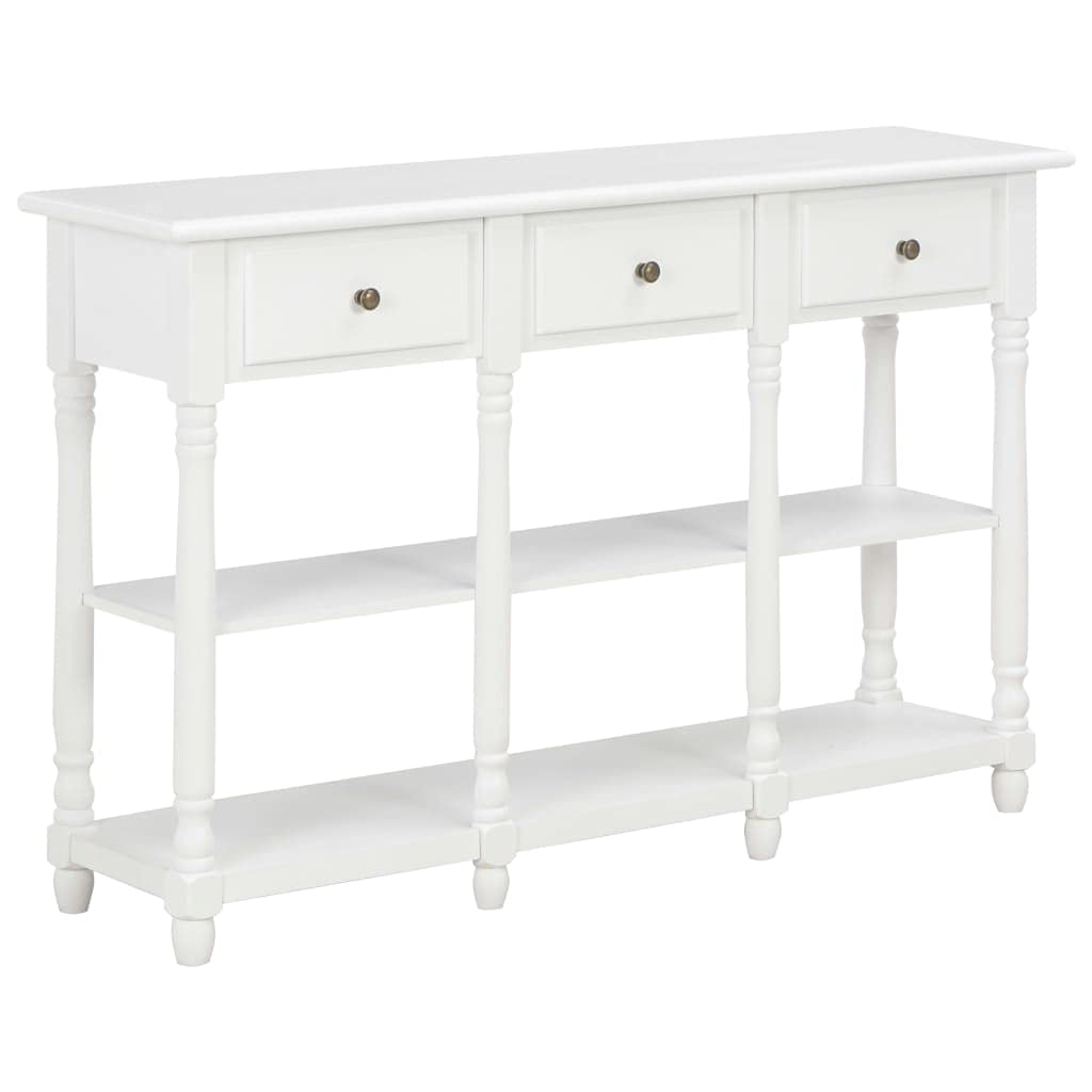 White Modern Console Table with Drawers & Doors - 47.2