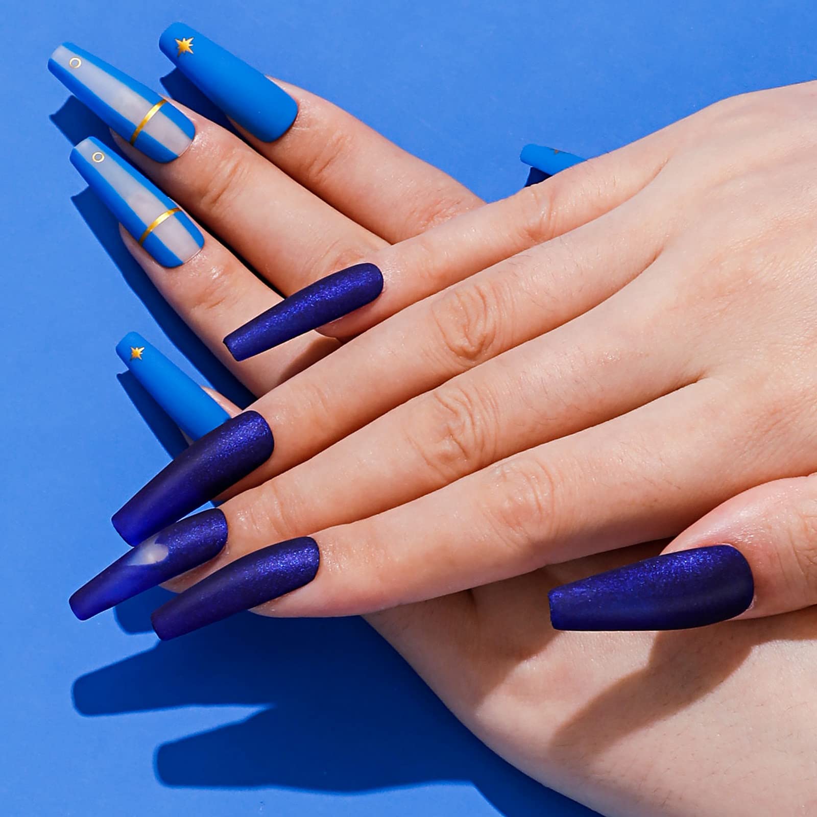 RSTYLE Semi-Permanent Nail Polish Set - Blue Sapphire Gel Nail Polish with UV/LED Light Curing, 5ml x 4 Bottles for Manicure & French Nail Art | Perfect for Home Salon, Party Nails & Gift Giving
