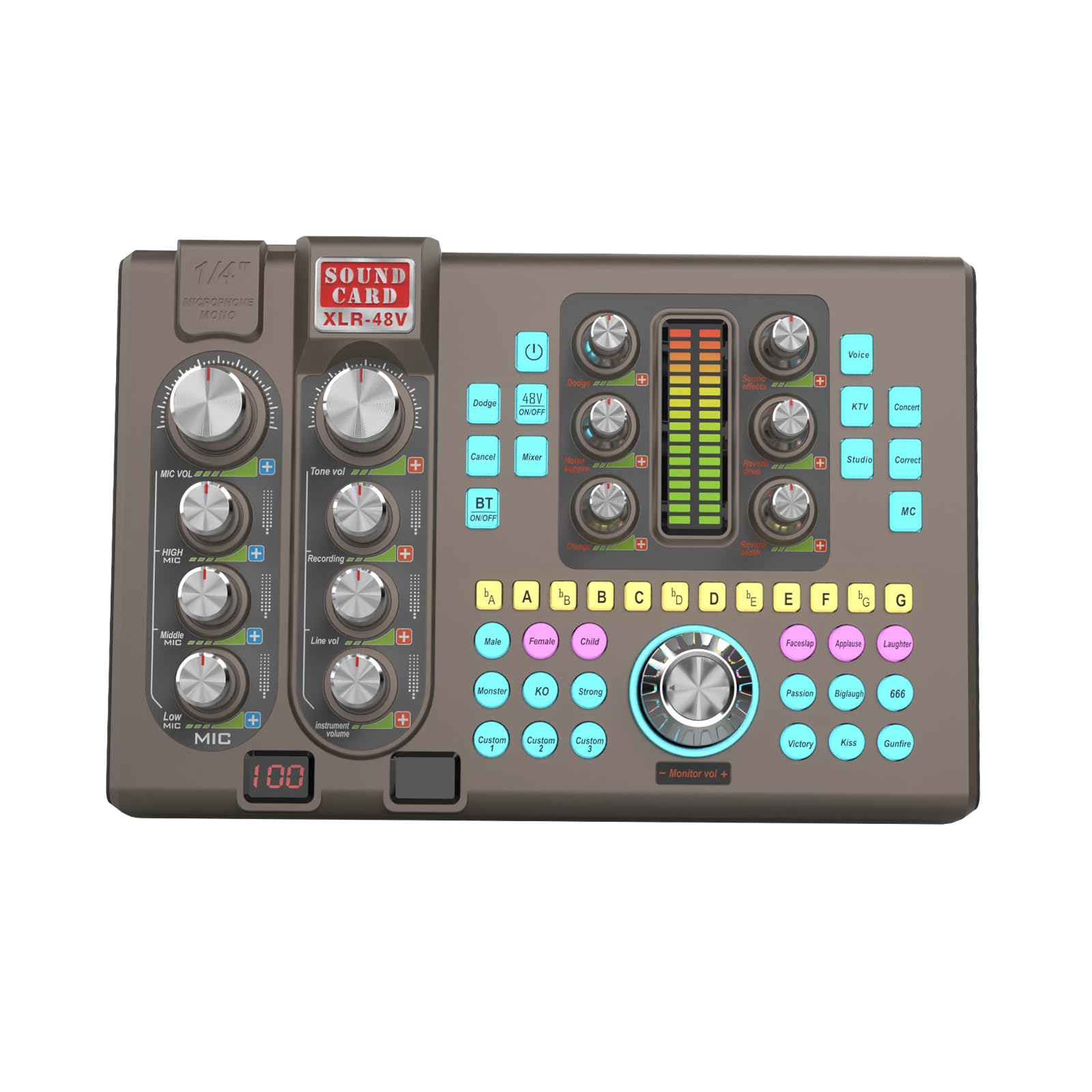 Professional Audio Interface with 48V Phantom Power & Noise Reduction - USB Recording Interface for Podcasting, Live Streaming, Gaming & Music Production - Perfect for PC, Mac, Guitar & Home Studio Setup