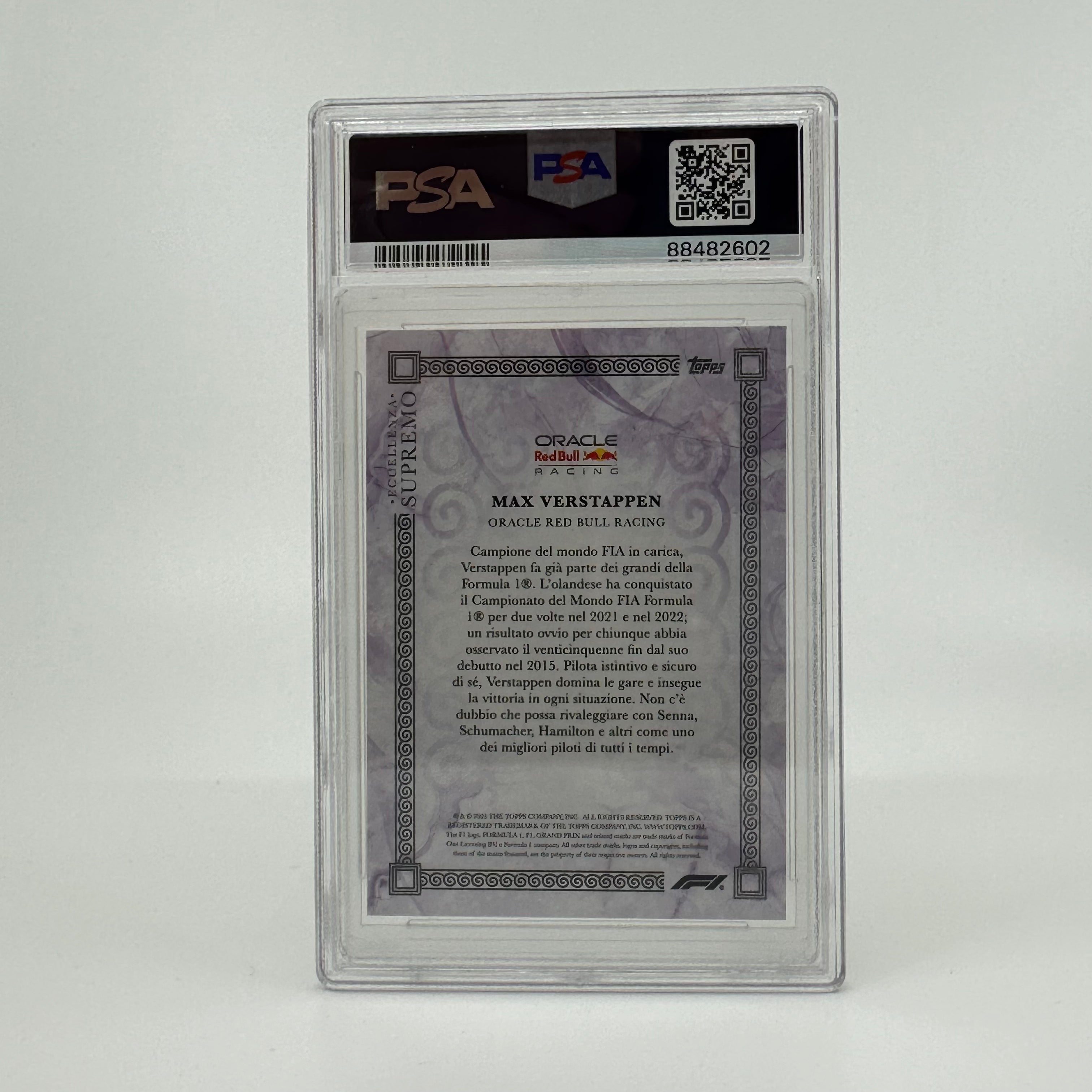 2023 Max Verstappen Eccellenza Supremo PSA 9 10/25 Purple Trading Card - Perfect for F1 Collectors, Racing Memorabilia Displays & Sports Card Investments