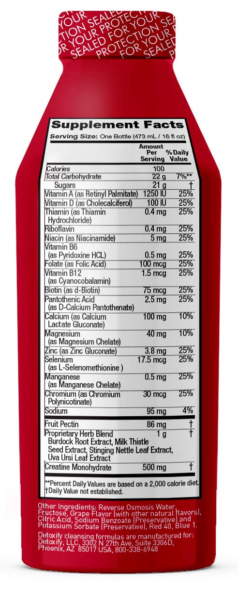 Detoxify Ready Clean Herbal Cleanse - 16 oz Grape Flavor Herbal Detox Drink with Milk Thistle & Burdock Root Extract - Supports Liver & Kidney Cleansing - Perfect for Pre-Detox, Weight Loss & Wellness Routine