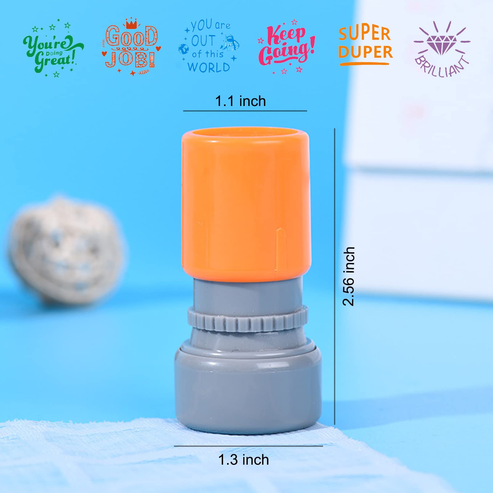 WAFJAMF 6-Piece Teacher Stamp Set - Self-Inking Rubber Stamps for Classroom, Behavior Rewards & Student Assessment - Perfect for Grading Papers, Homework Encouragement & Positive Reinforcement in Schools