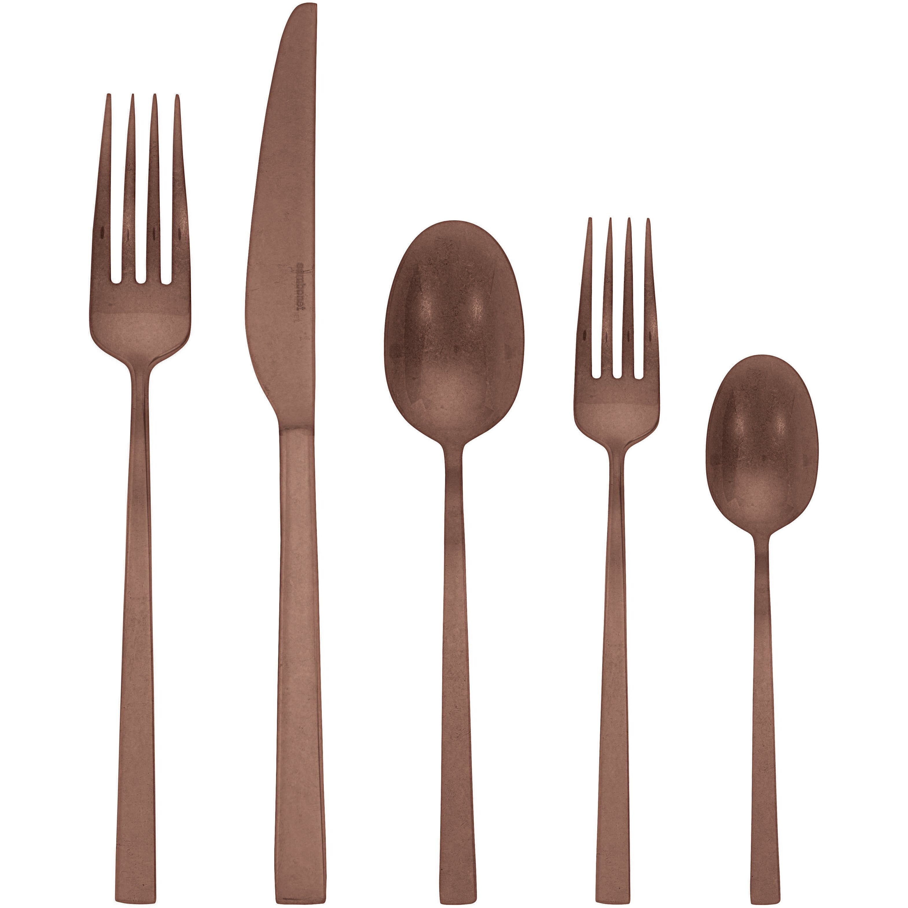 Linea Q 5-Piece Copper Flatware Set - Elegant Dinnerware for Formal Dining, Wedding Gifts & Special Occasions