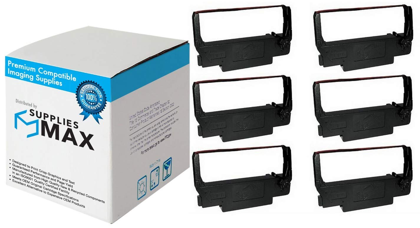 Bixolon SRP-275/275II Compatible Printer Ribbons - 6 Pack Black & Red RRC-201BR Replacement Cartridges for Retail POS Receipt Printing