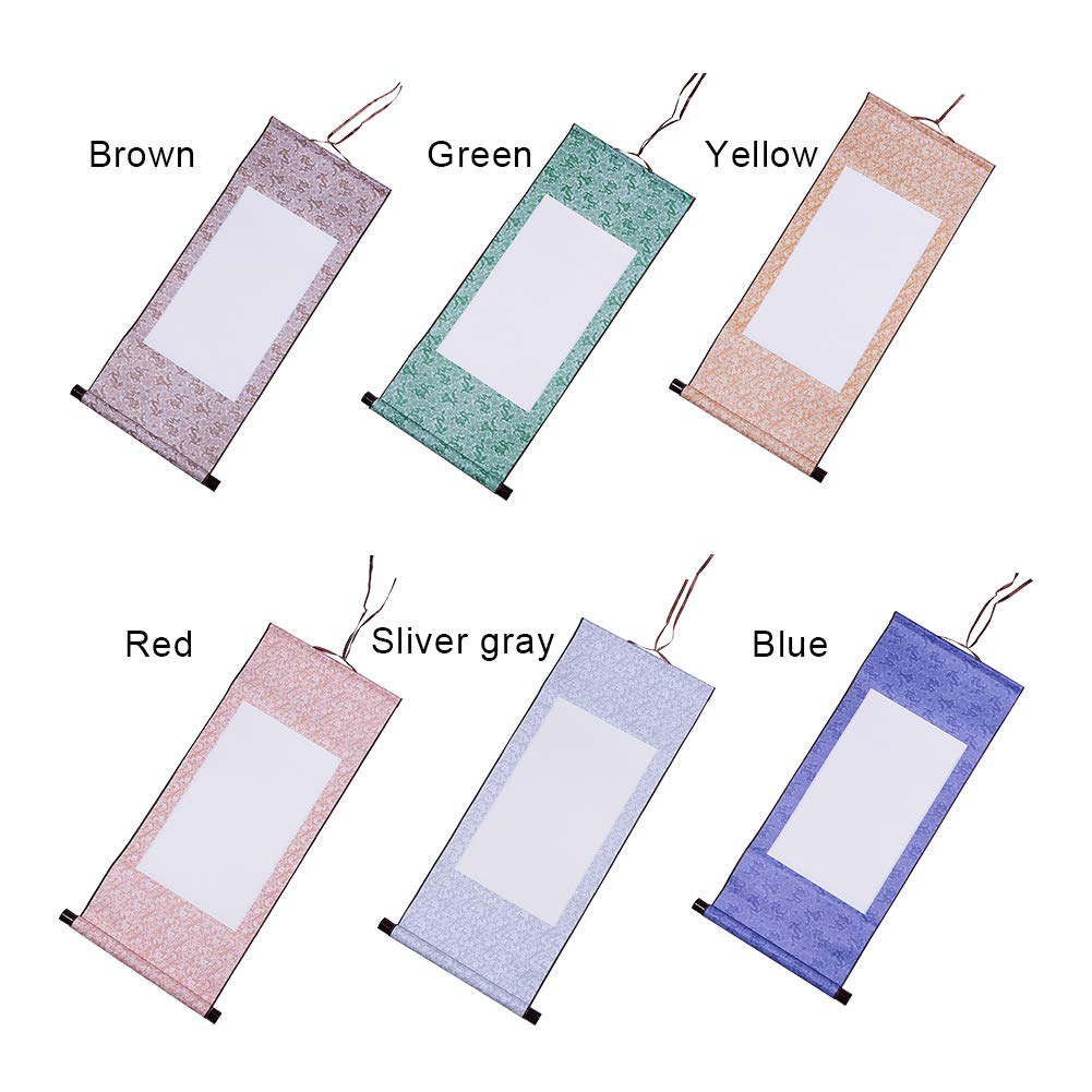 WANDIC 6-Piece Blank Hanging Scroll Set for Chinese Calligraphy & Art Painting - Premium Wall Mount Scrolls with Traditional Paper for Home Decor, Office Display, and Gift Giving