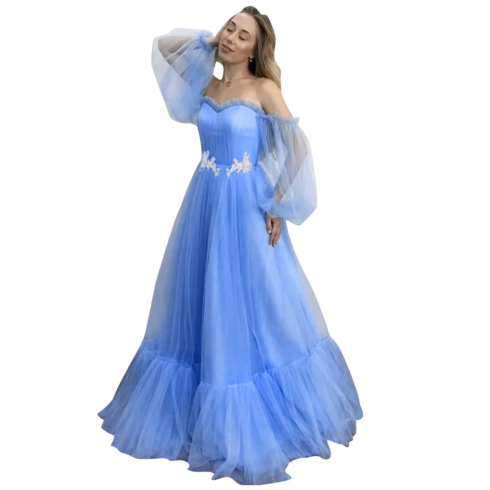 Elegant Aunimeifly Off-The-Shoulder Lace Dress for Women - Wedding Guest, Evening Party & Special Occasion Long Dress | Perfect for Cocktail Parties, Date Nights & Formal Events