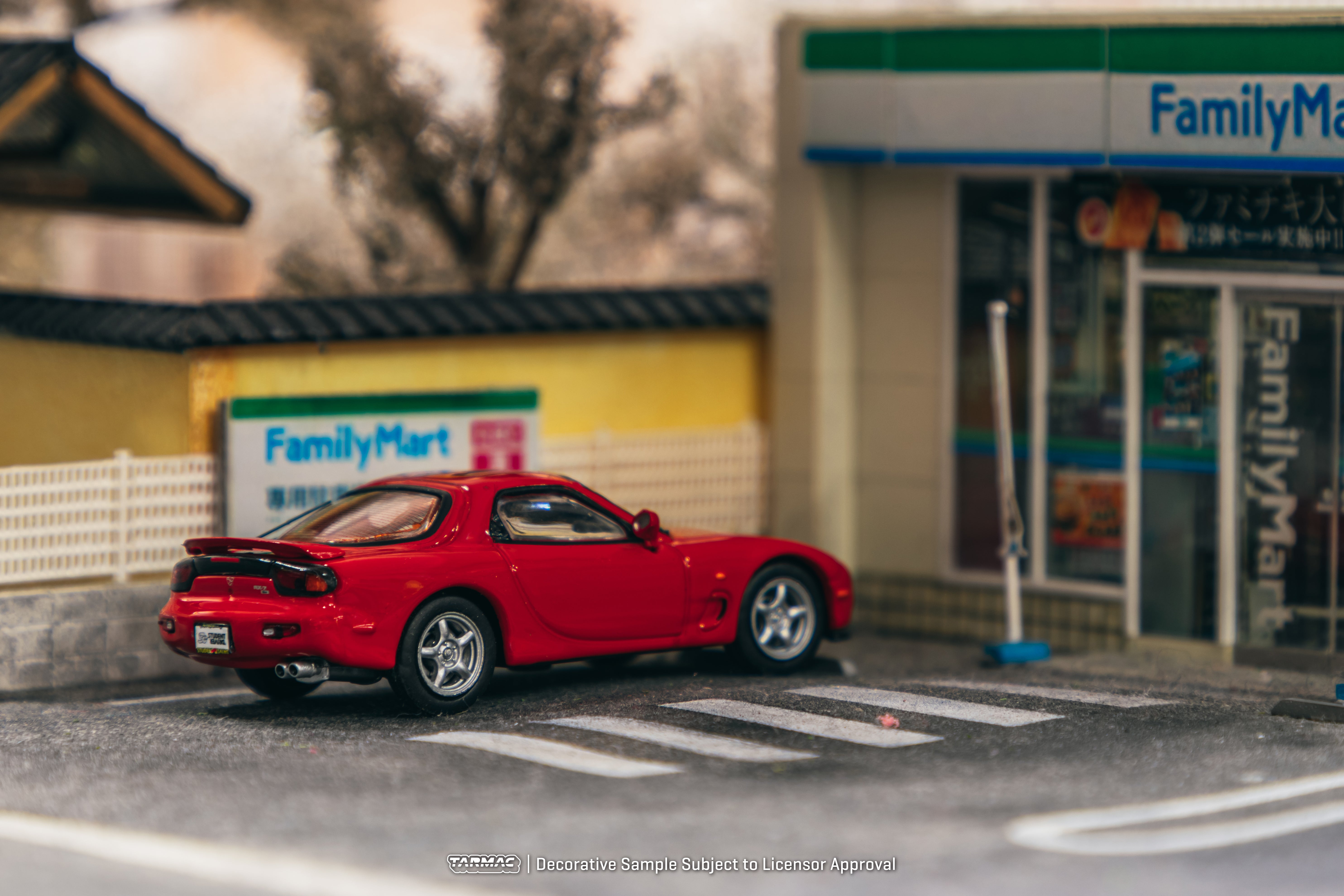 1/64 Scale Mazda RX-7 FD3S Red Diecast Model Car - J Collection x Tarmac Works x Student Driver COLLAB64 - Perfect for Collectors, Display & Racing Scenes