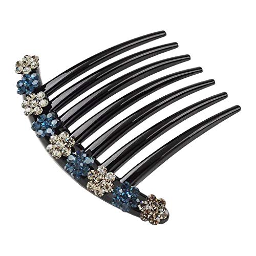 Harayaa Rhinestone Hair Comb Clip - Updo Maker for Bun & Bridal Hairstyles, Blue | Perfect for Weddings, Prom & Special Occasions