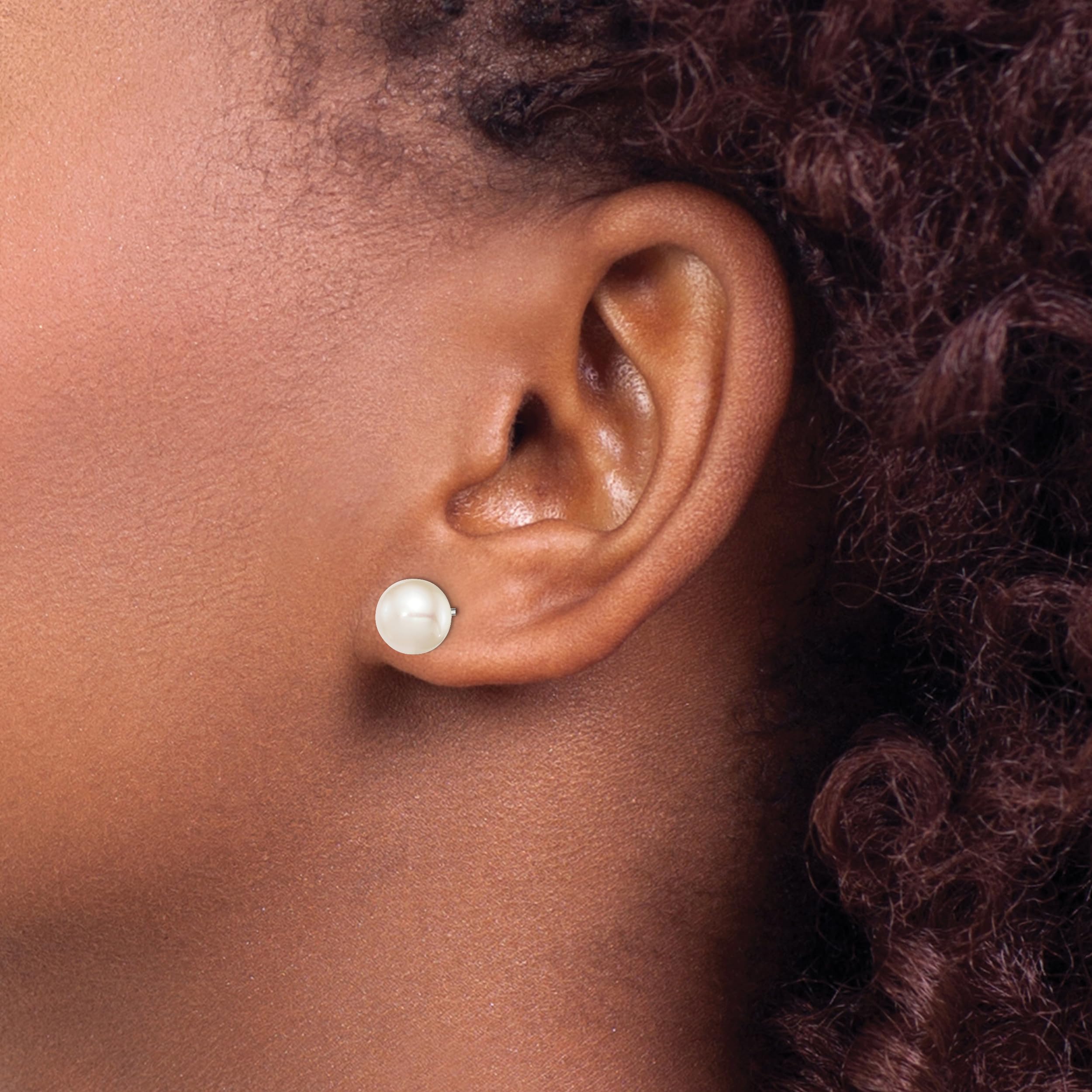 925 Sterling Silver Freshwater Cultured Pearl Stud Earrings for Women - 8-9mm White Button Pearls, Hypoallergenic Fine Jewelry, Perfect Gift for Her (Birthday, Anniversary, Valentine's Day)
