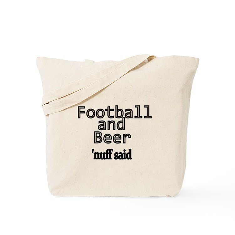 Football and Beer Tote Bag - Natural Canvas Reusable Shopping Bag for Groceries, Beach, and Sports Events | Eco-Friendly & Durable